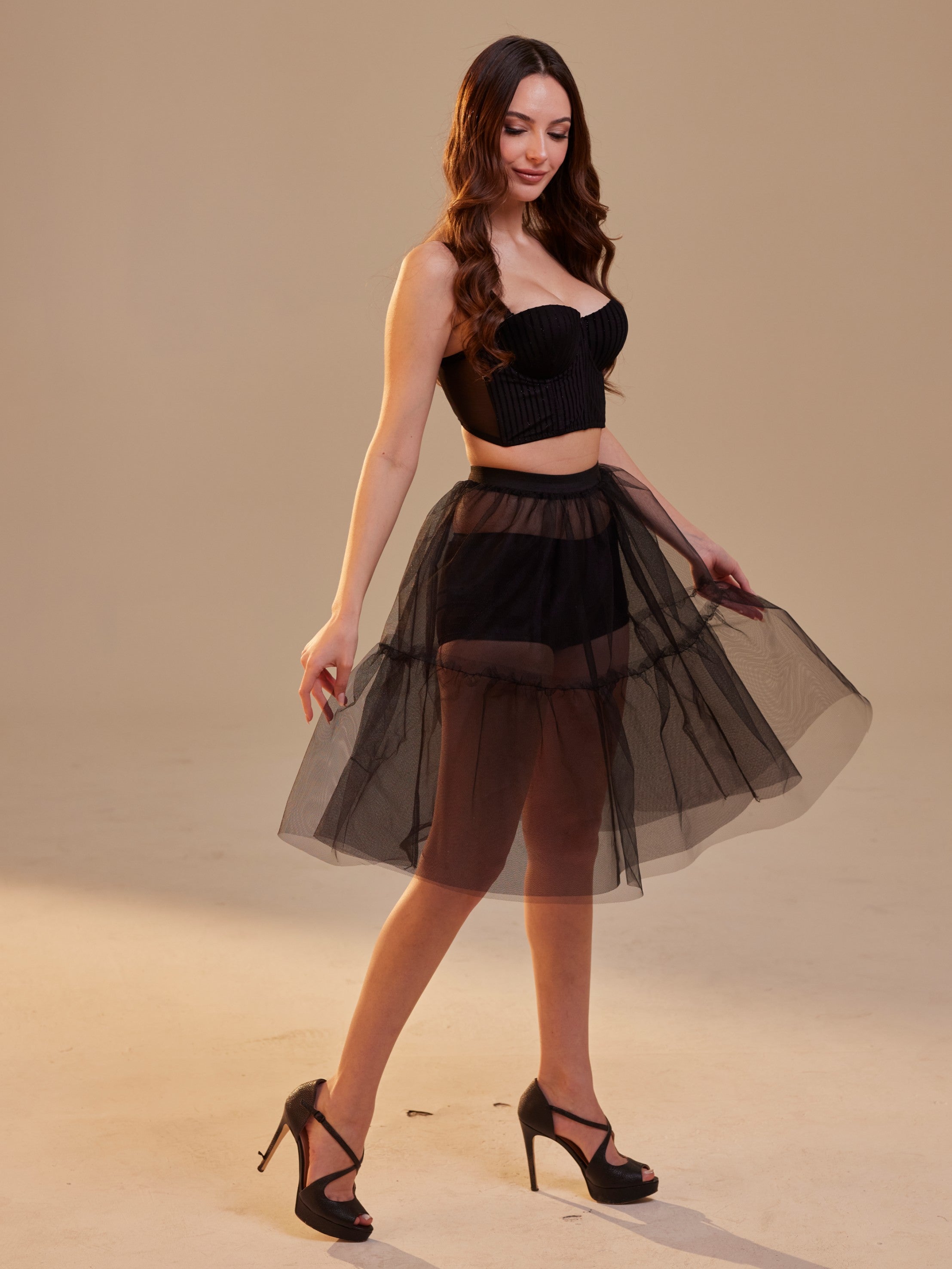 Black Tulle Underskirt (Petticoat) – Sheer Layering Skirt – Bridal Port, view 4
