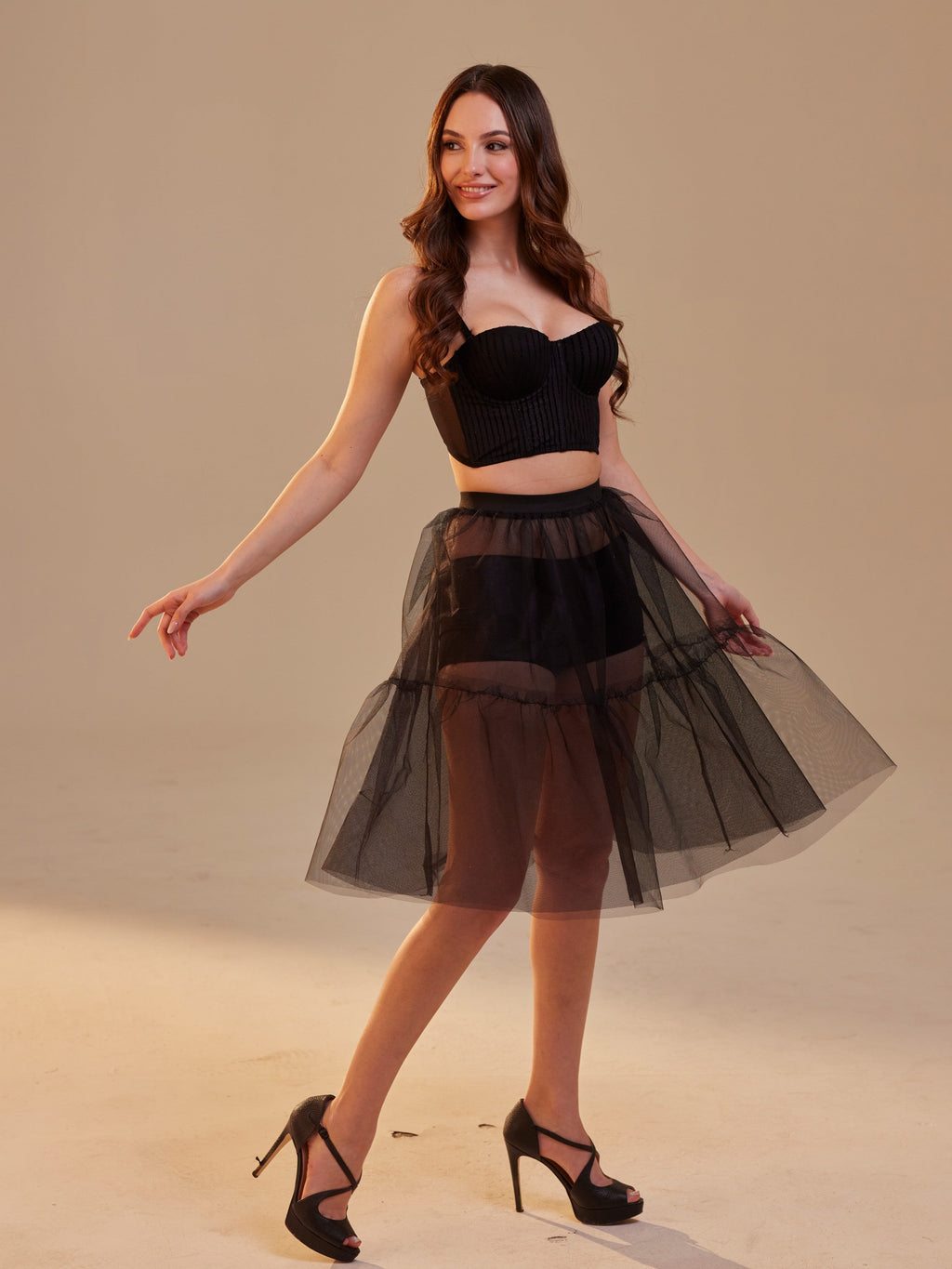 Black Tulle Underskirt (Petticoat) – Sheer Layering Skirt – Bridal Port, view 5