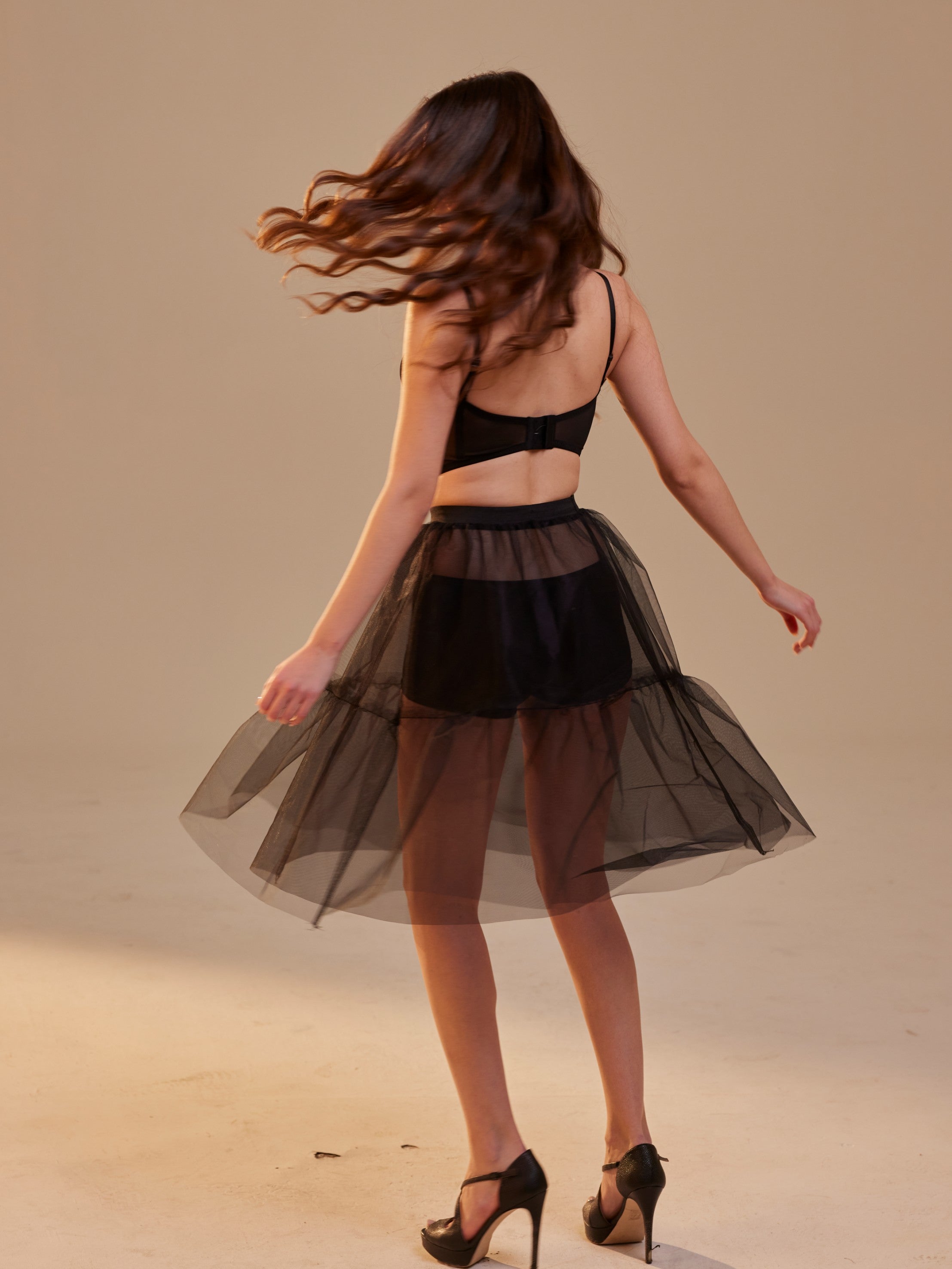 Black Tulle Underskirt (Petticoat) – Sheer Layering Skirt – Bridal Port, view 6