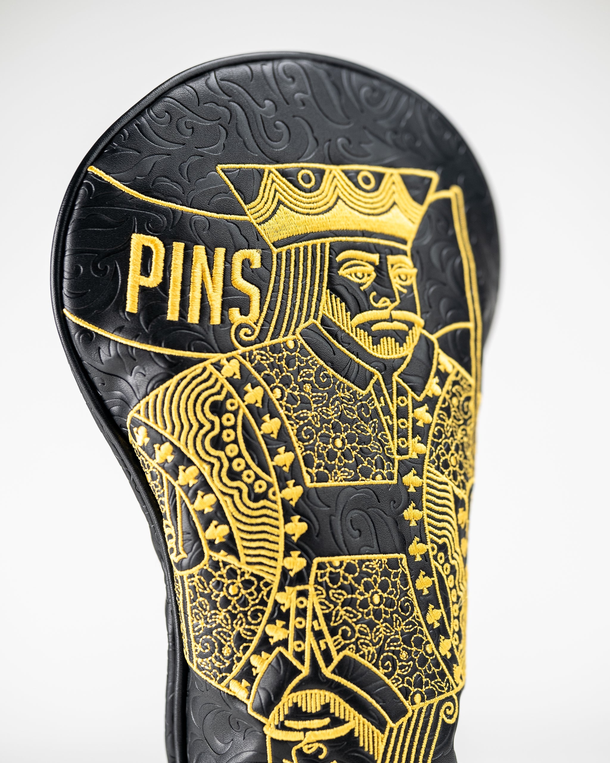 Pins and Aces Black/Gold King of Spades - Driver Cover — fabric or material detail