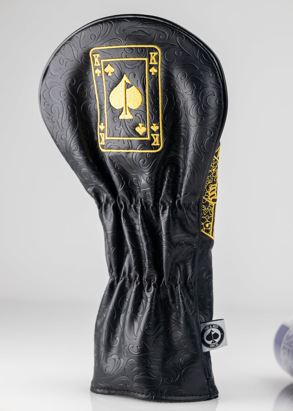 Pins and Aces Black/Gold King of Spades - Driver Cover — lifestyle context