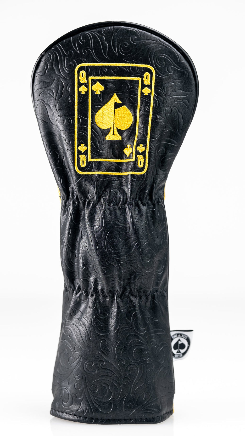 Pins and Aces Black/Gold Queen of Spades - Fairway Cover — feature highlight