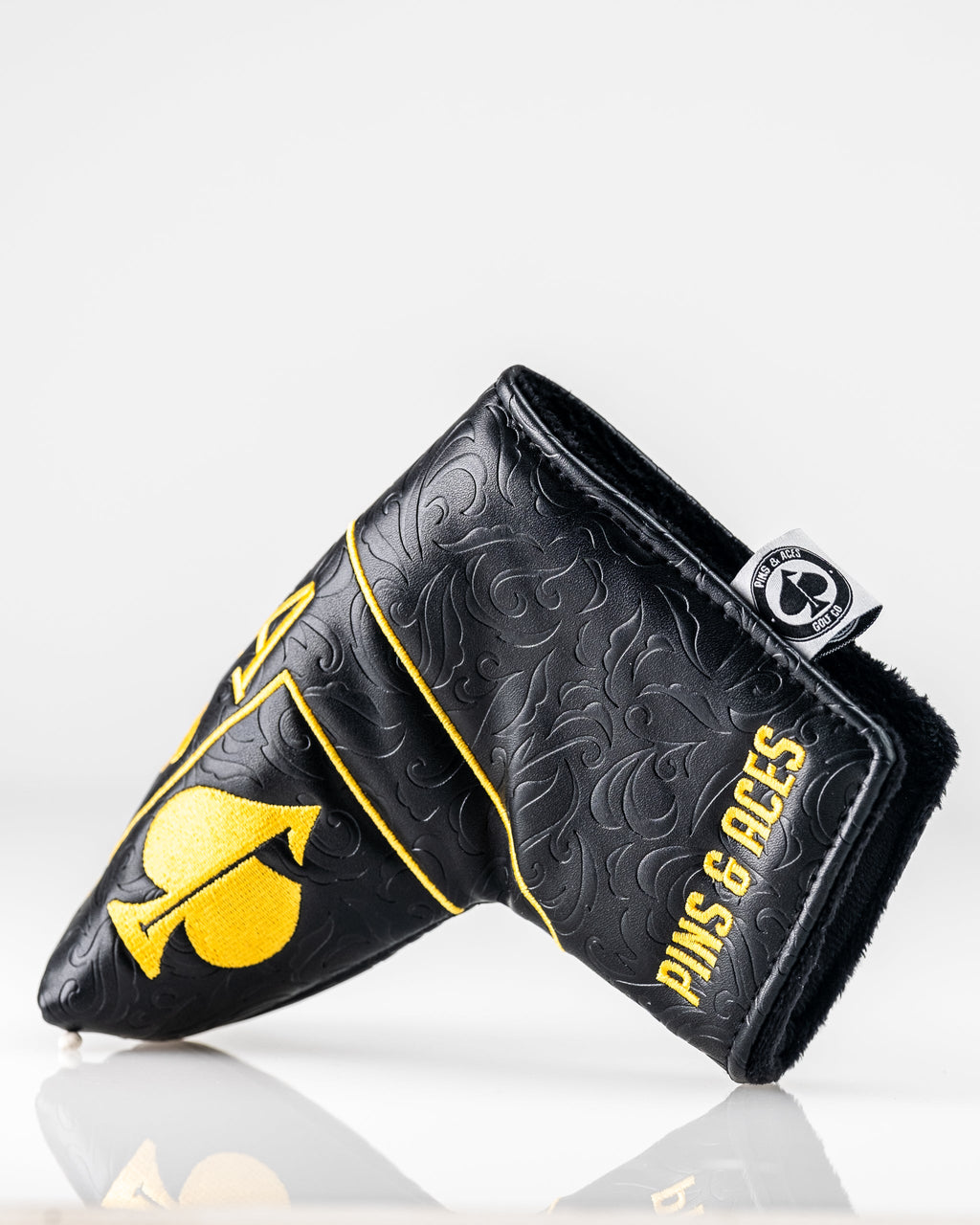 Pins and Aces Black/Gold Ace of Spades - Blade Putter Cover — main product shot