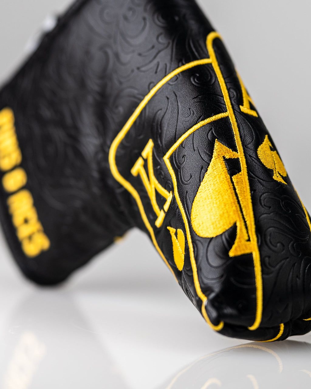 Pins and Aces Black/Gold Ace of Spades - Blade Putter Cover — comparison shot