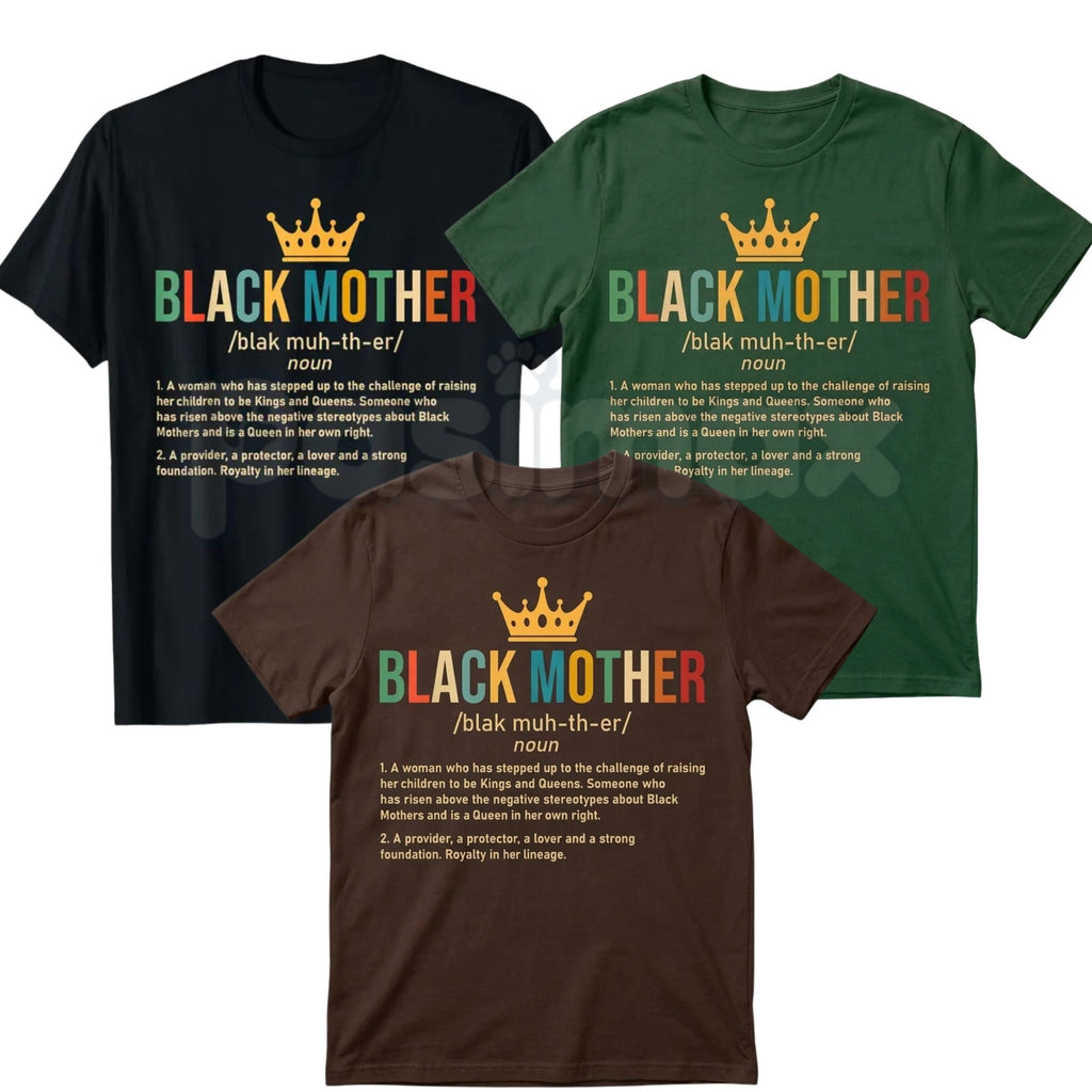 Black Mother Definition T-Shirt – African American Mom Graphic Tee, Remastered Heavy Cotton Mother's Day Top, Soft Lived-In Heavyweight Melanin Queen Shirt, Made in USA