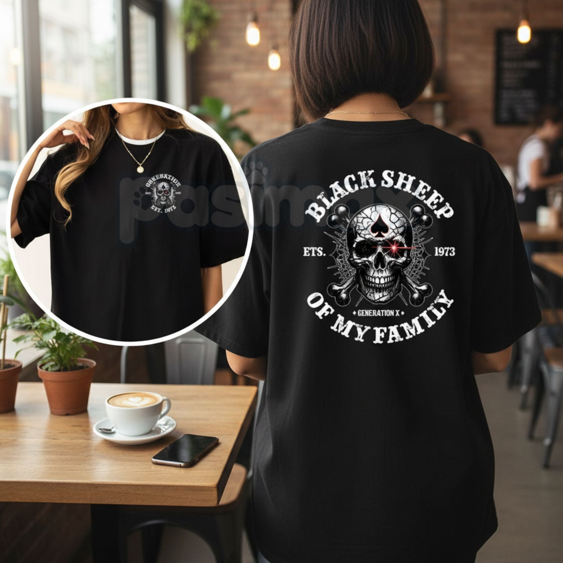 "Black Sheep of the Family" Gen X T-Shirt – Personalized Generation X USA Graphic Tee, Premium 100% Cotton 1965-1980 Birth Year Top, Soft Lived-In Heavyweight Sarcastic Shirt, Made in USA