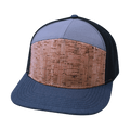 The Heartbeat Brand Blank 7 Panel Hat — Cork Navy / Gray / Black (Unisex) — main product shot