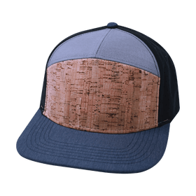 Blank 7 Panel Hat — Cork Navy / Gray / Black (Unisex)