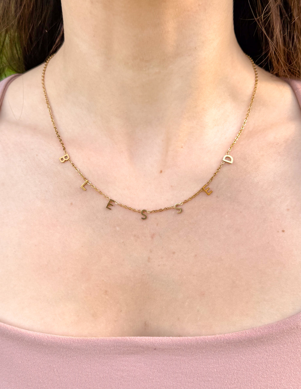 Elevated Faith Blessed Dainty Necklace — construction detail