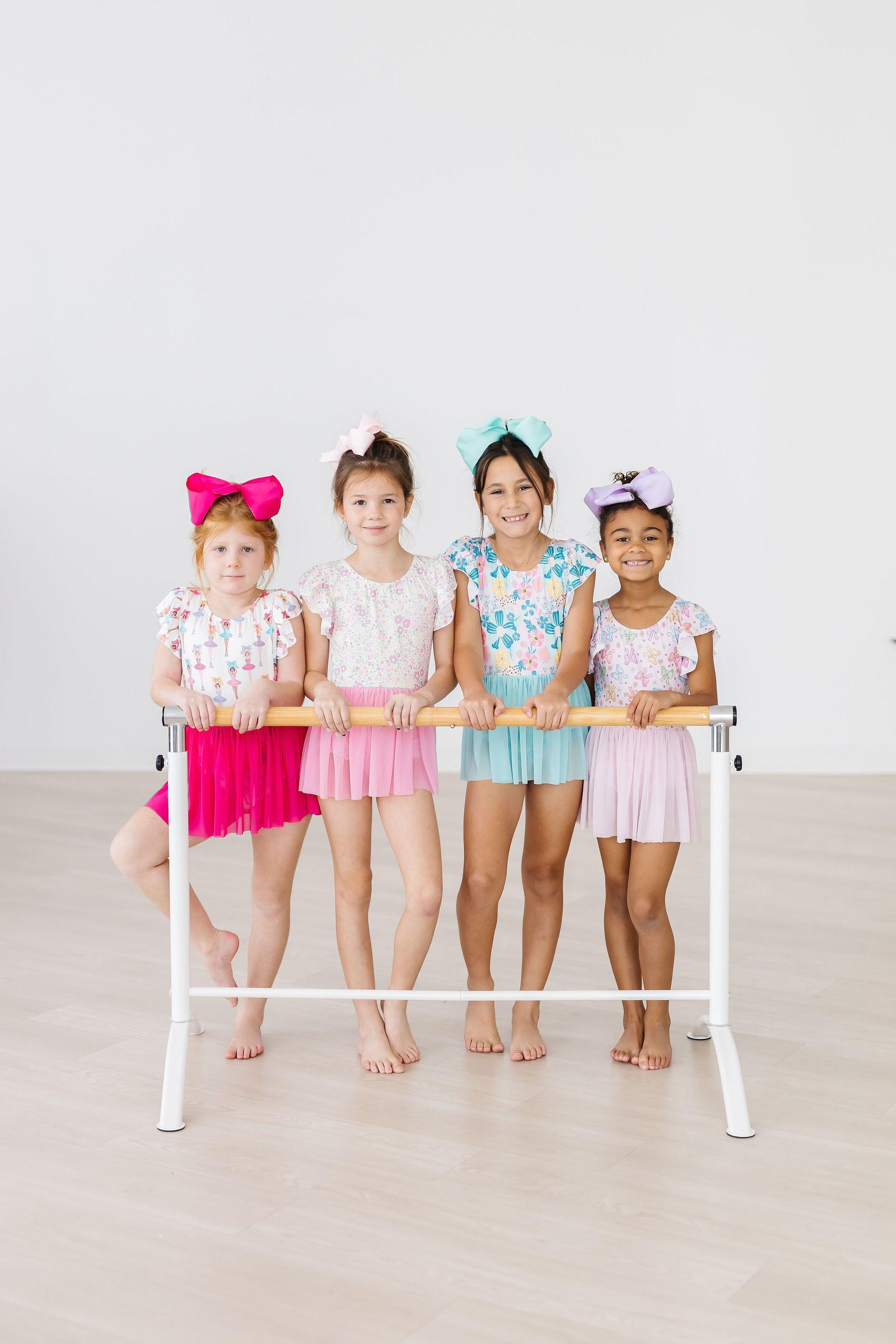 Mila & Rose ® Blooming Beauty S/S Twirl Leotard — in-use photo