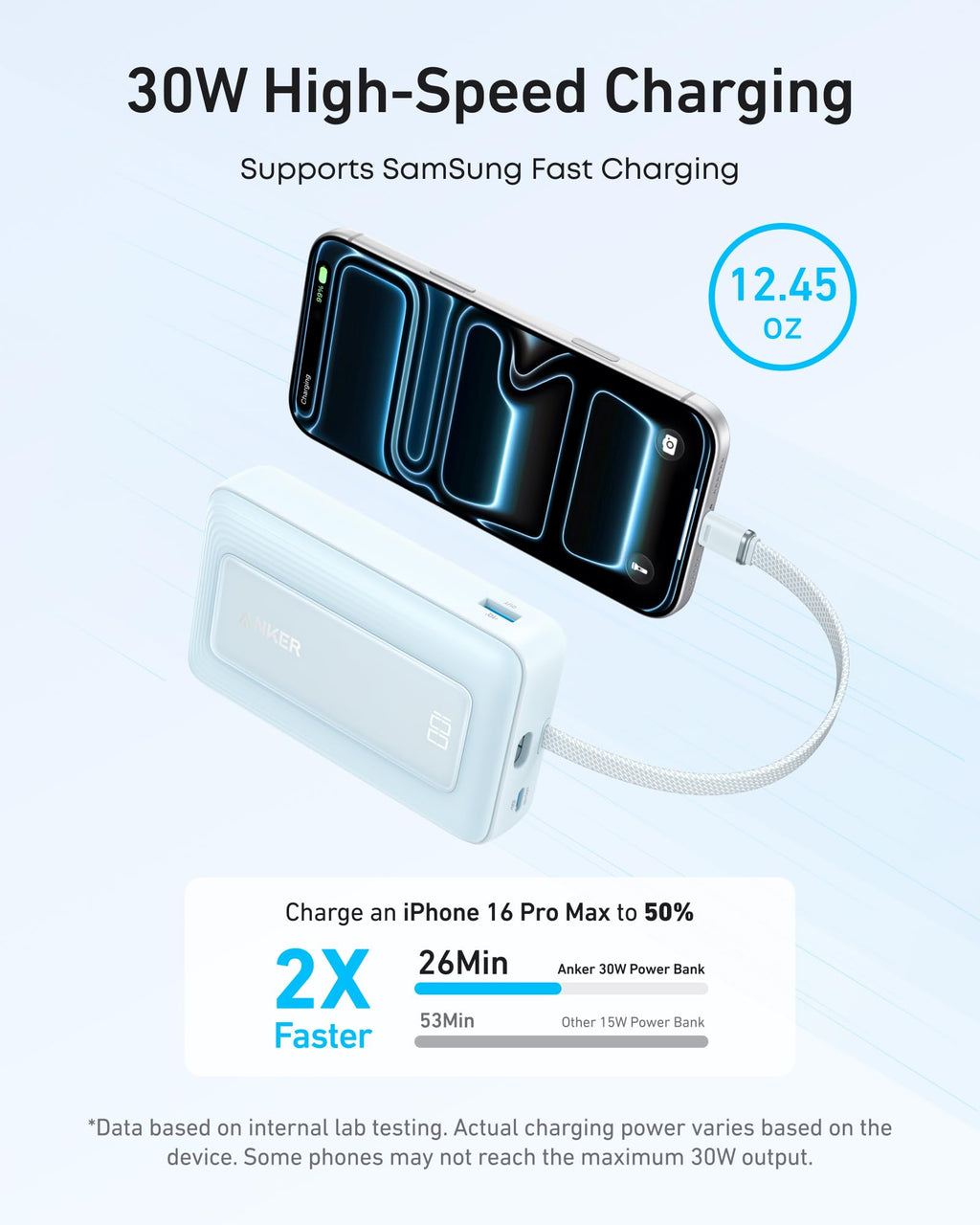 Anker Zolo Power Bank (10K, 30W) with a 5.4-inch (13.7 cm) built-in USB-C cable., view 17