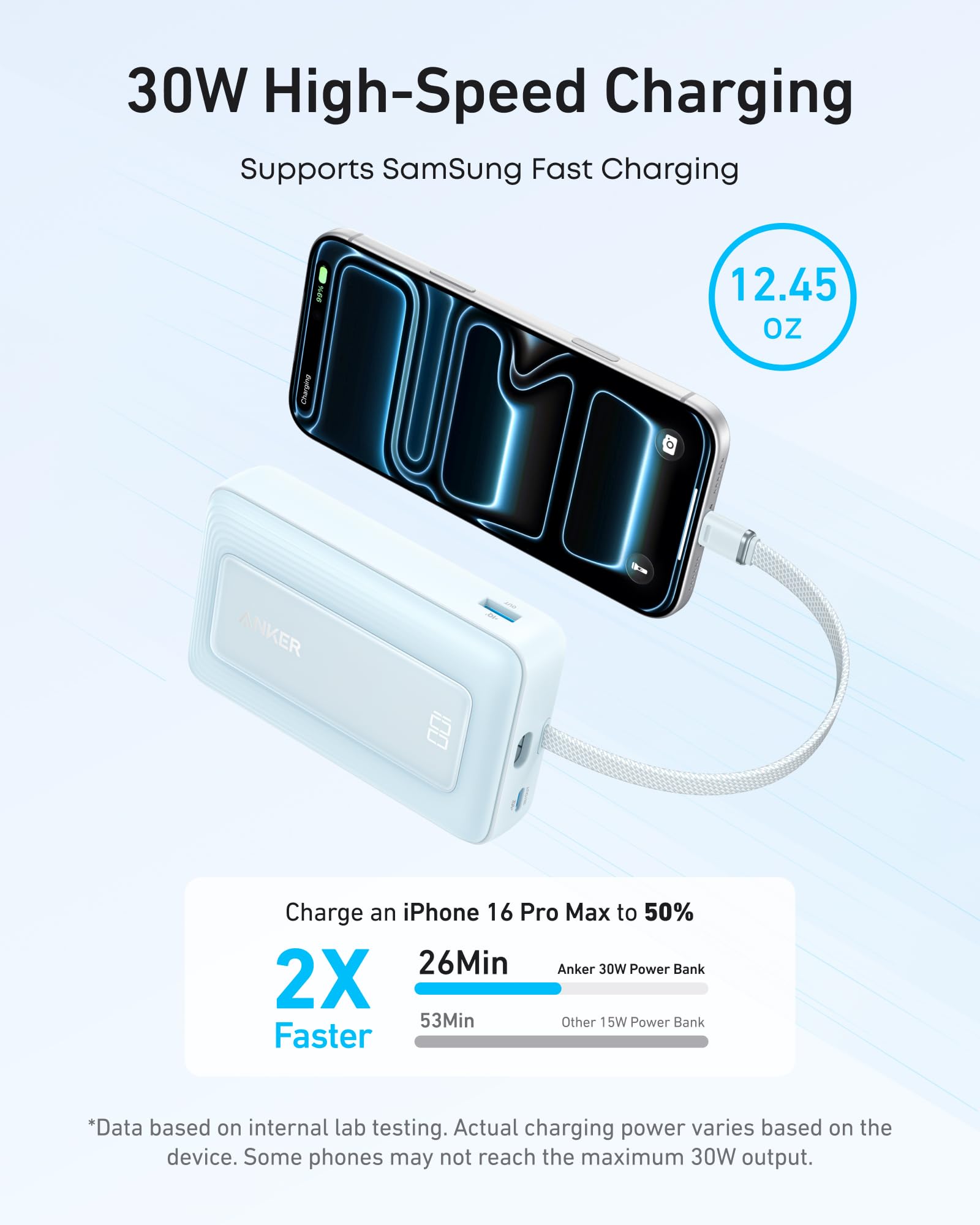 Anker Zolo Power Bank (10K, 30W) with a 5.4-inch (13.7 cm) built-in USB-C cable., view 17