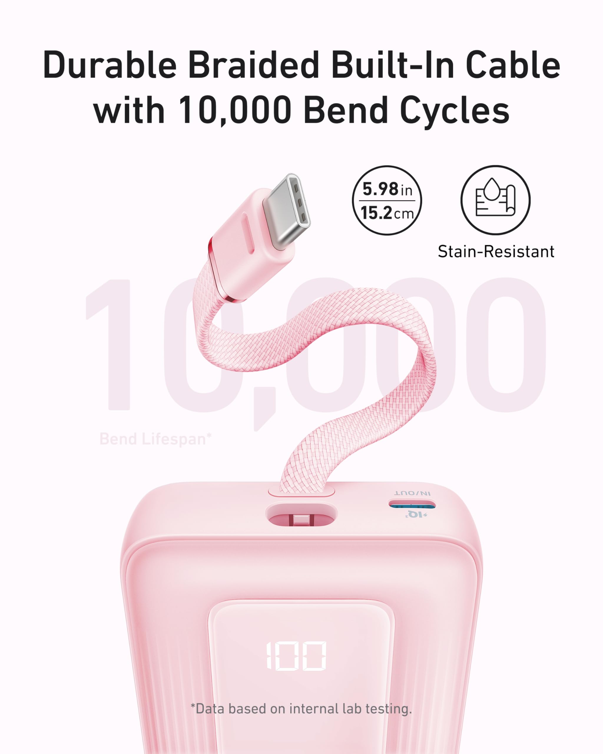 Anker Zolo Power Bank (10K, 30W) with a 5.4-inch (13.7 cm) built-in USB-C cable., view 18