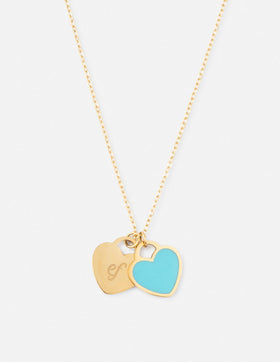Blue Enamel Heart Logo Necklace