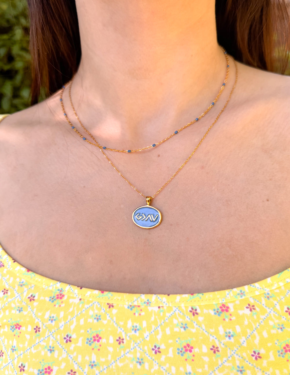Elevated Faith Blue Highs and Lows Necklace Set — detail close-up