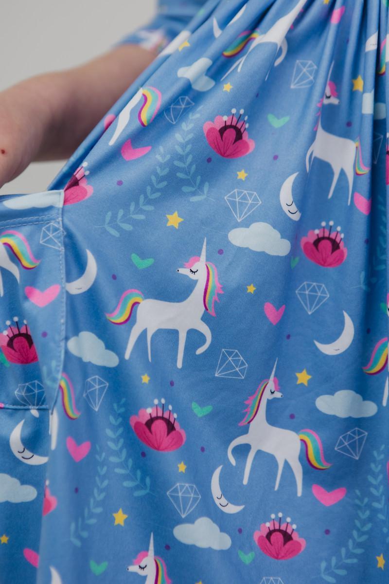 Mila & Rose ® Blue Moon 3/4 Sleeve Pocket Twirl Dress — detail close-up