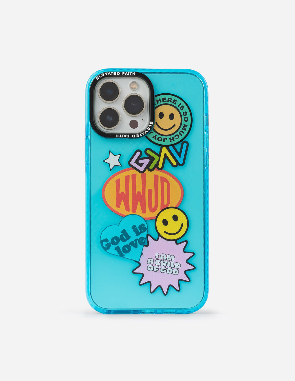 Elevated Faith Blue Sticker Collage Phone Case — main product shot