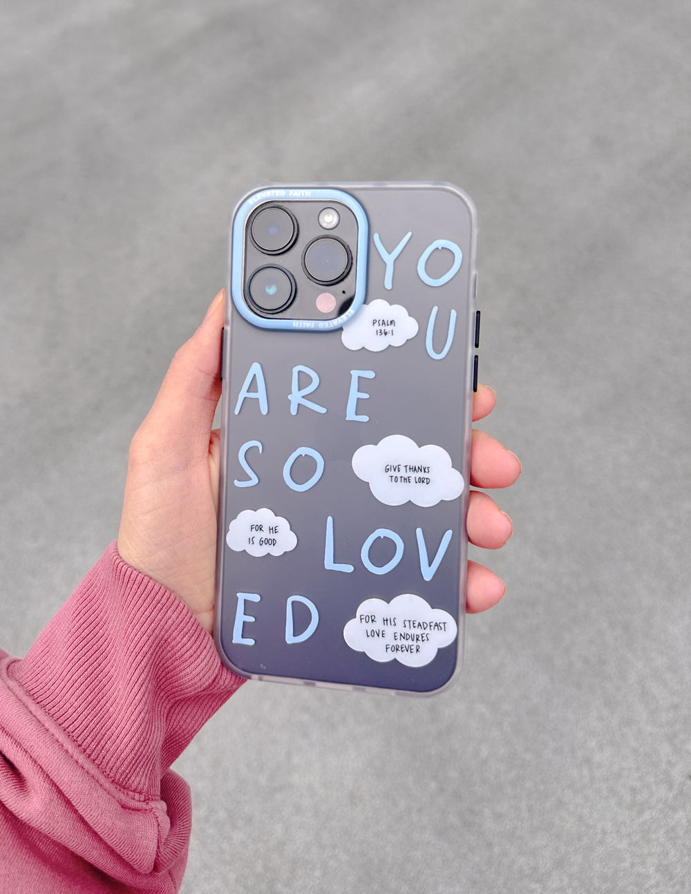 Elevated Faith Blue You Are So Loved Frosted Phone Case — alternative angle