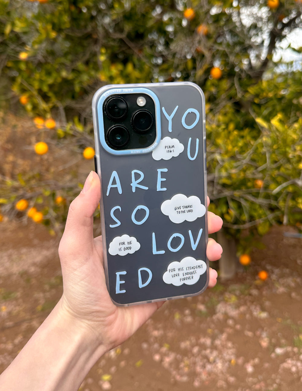 Elevated Faith Blue You Are So Loved Frosted Phone Case — lifestyle context