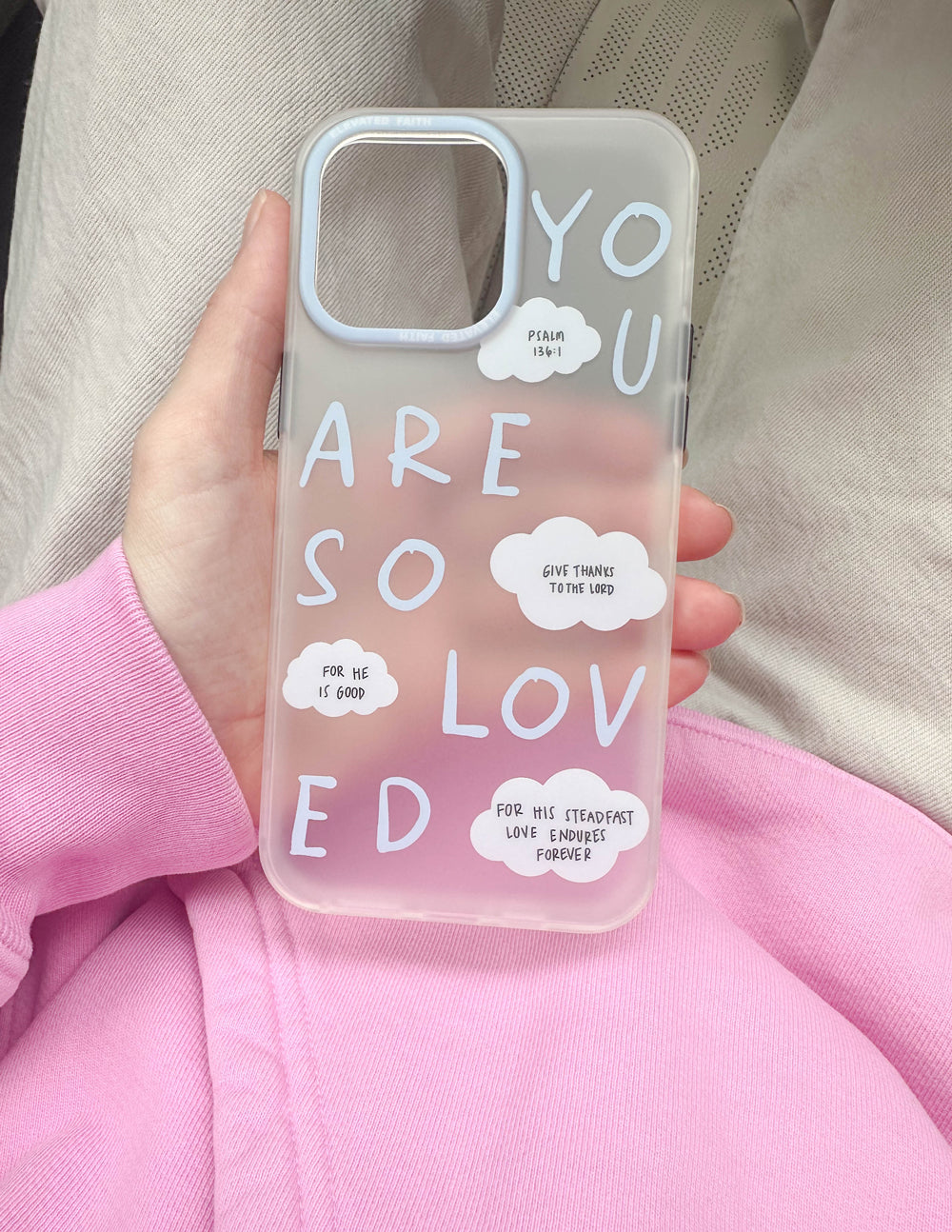 Elevated Faith Blue You Are So Loved Frosted Phone Case — detail close-up