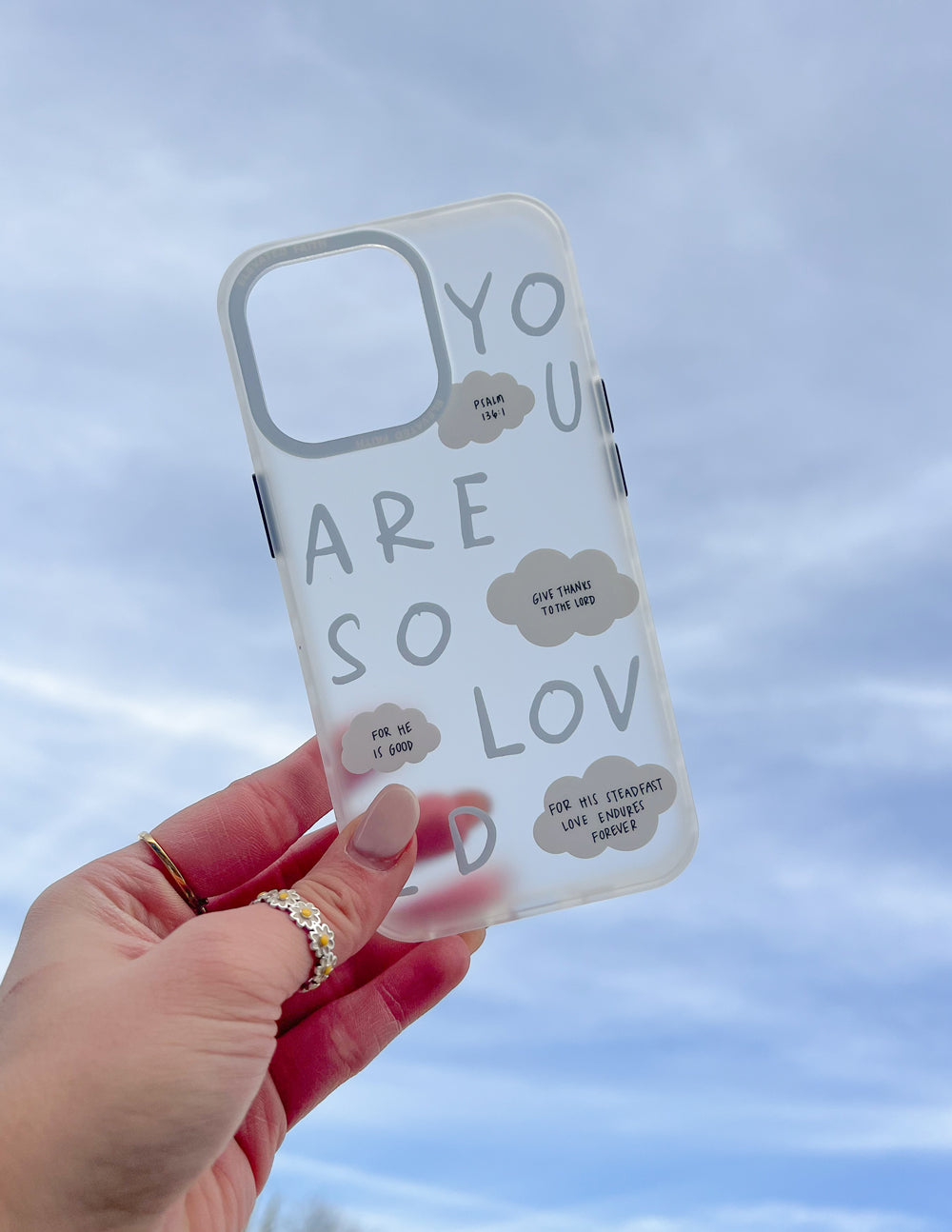 Elevated Faith Blue You Are So Loved Frosted Phone Case — side view