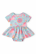 Mila & Rose ® SALE Blue Retro Unicorns S/S Twirl Bodysuit — main product shot