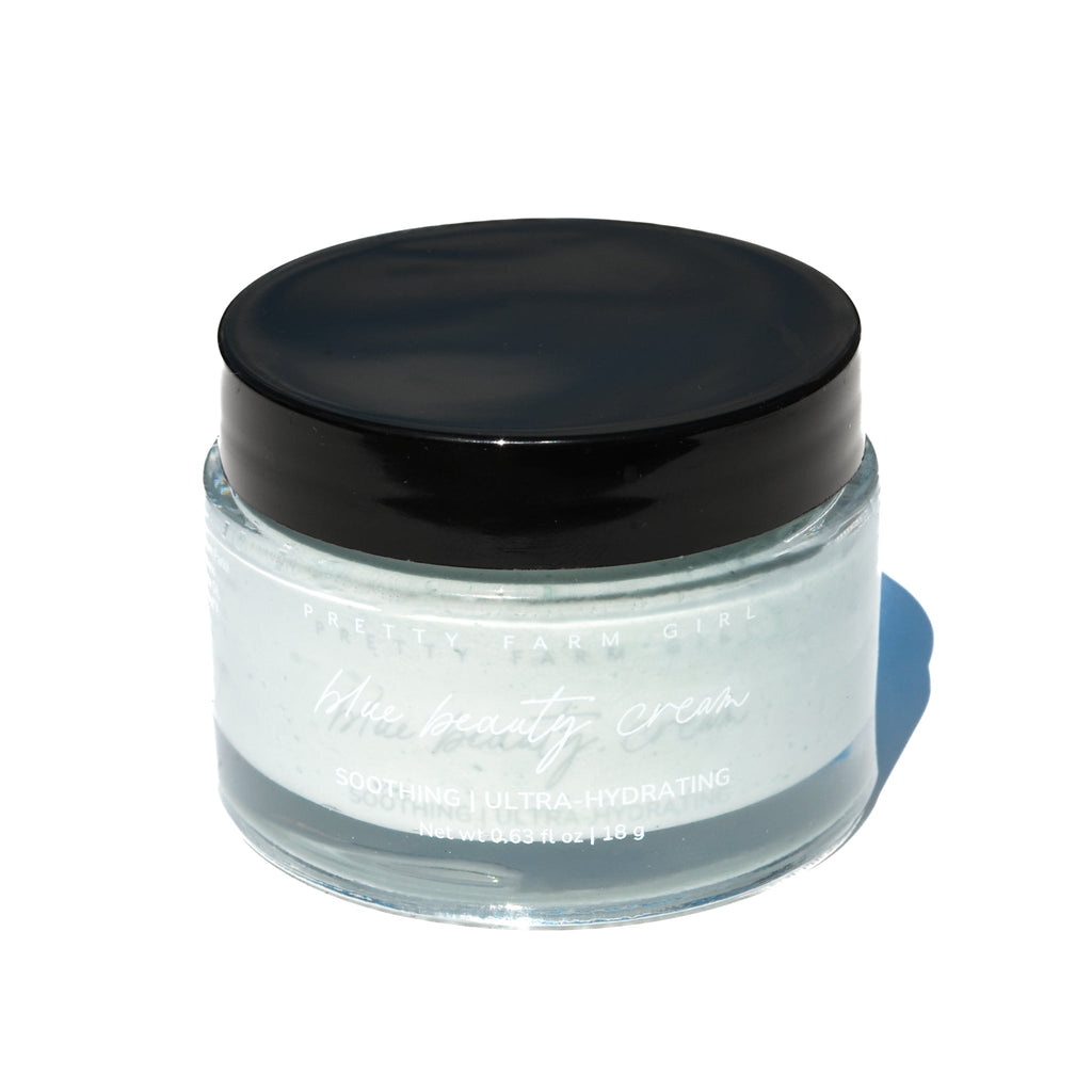 Pretty farm girl Blue Beauty Cream Soothing Tallow Face Cream — back view