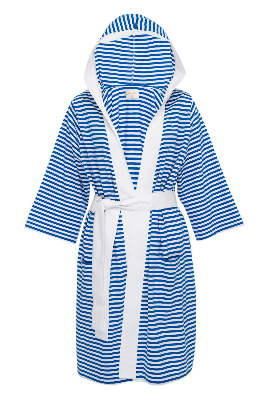 Seaside Serenity Stripe Organic Hooded Short Robe – Pure Fiber, view 10