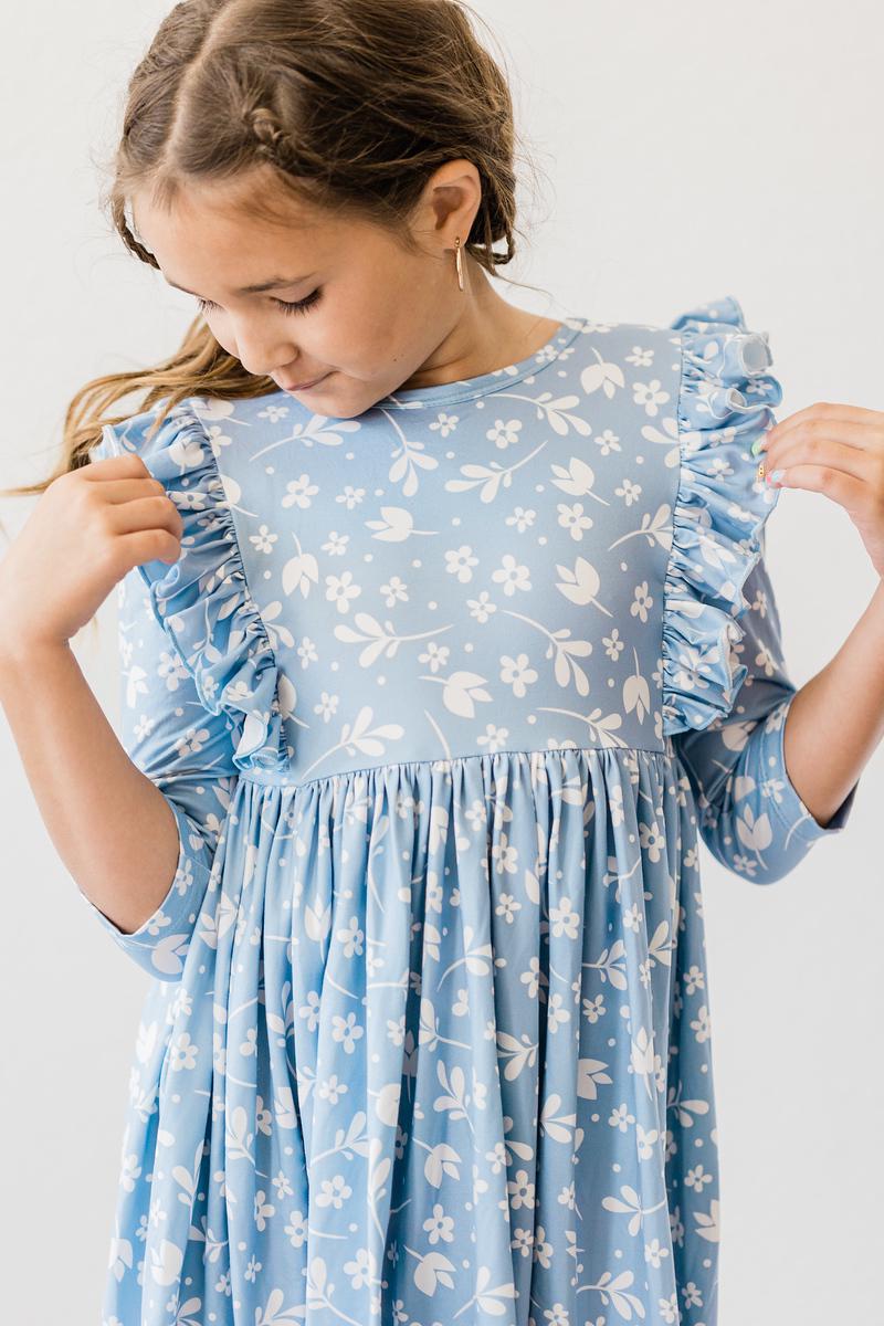 Mila & Rose ® Bluebell 3/4 Sleeve Ruffle Twirl Dress — alternative angle