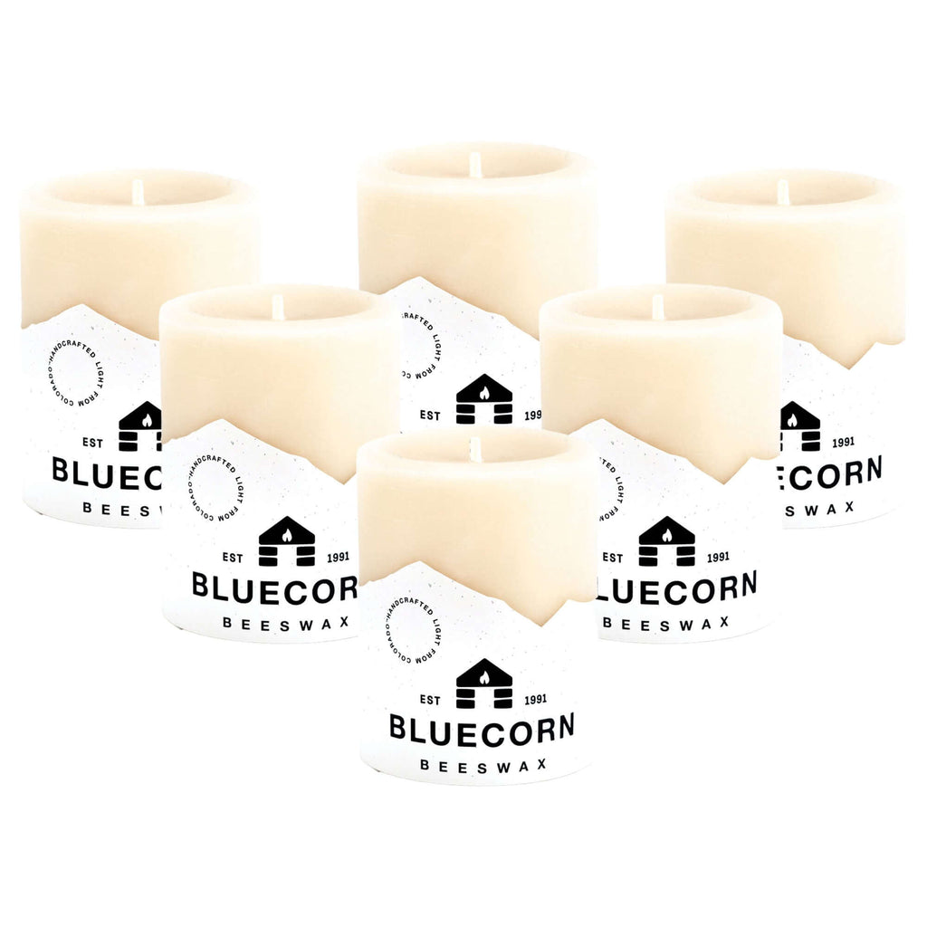 Bluecorn Candles Ivory Pure Beeswax Pillar Candles — main product shot
