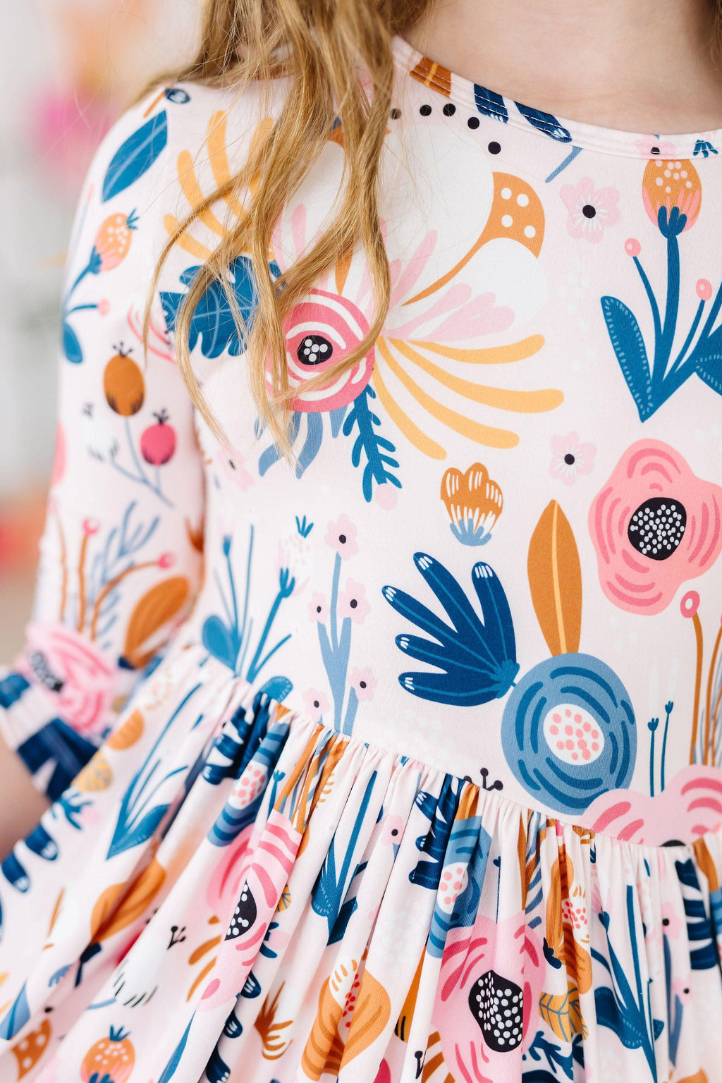 Mila & Rose ® Blush Peony 3/4 Sleeve Pocket Twirl Dress — lifestyle context