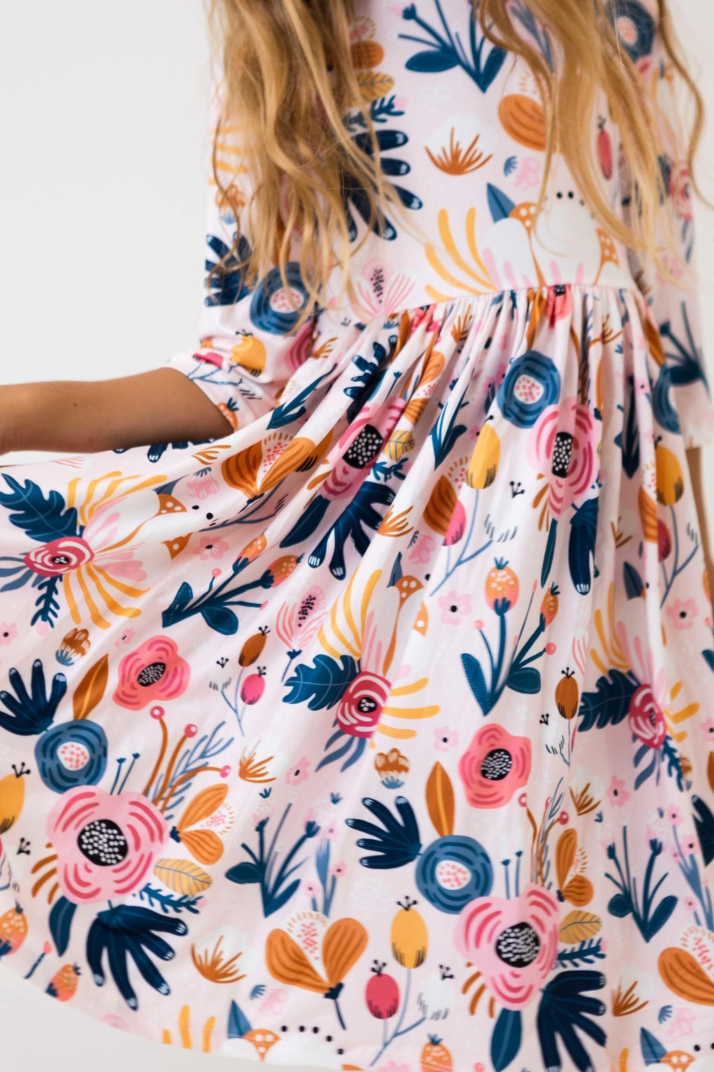 Mila & Rose ® Blush Peony 3/4 Sleeve Pocket Twirl Dress — main product shot