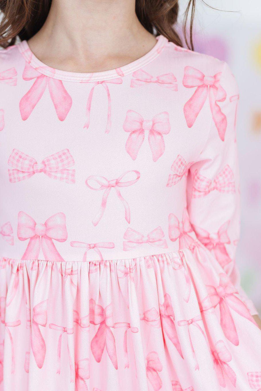 Mila & Rose ® Blushing Bows 3/4 Sleeve Pocket Twirl Dress — side view
