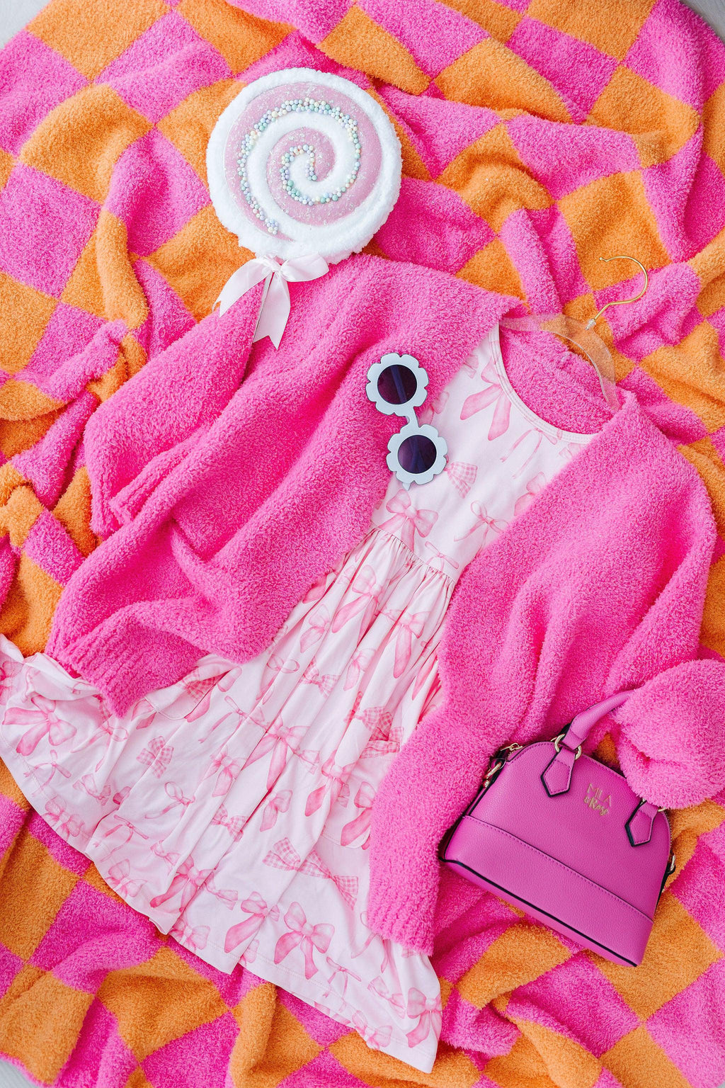 Mila & Rose ® Blushing Bows 3/4 Sleeve Pocket Twirl Dress — in-use photo