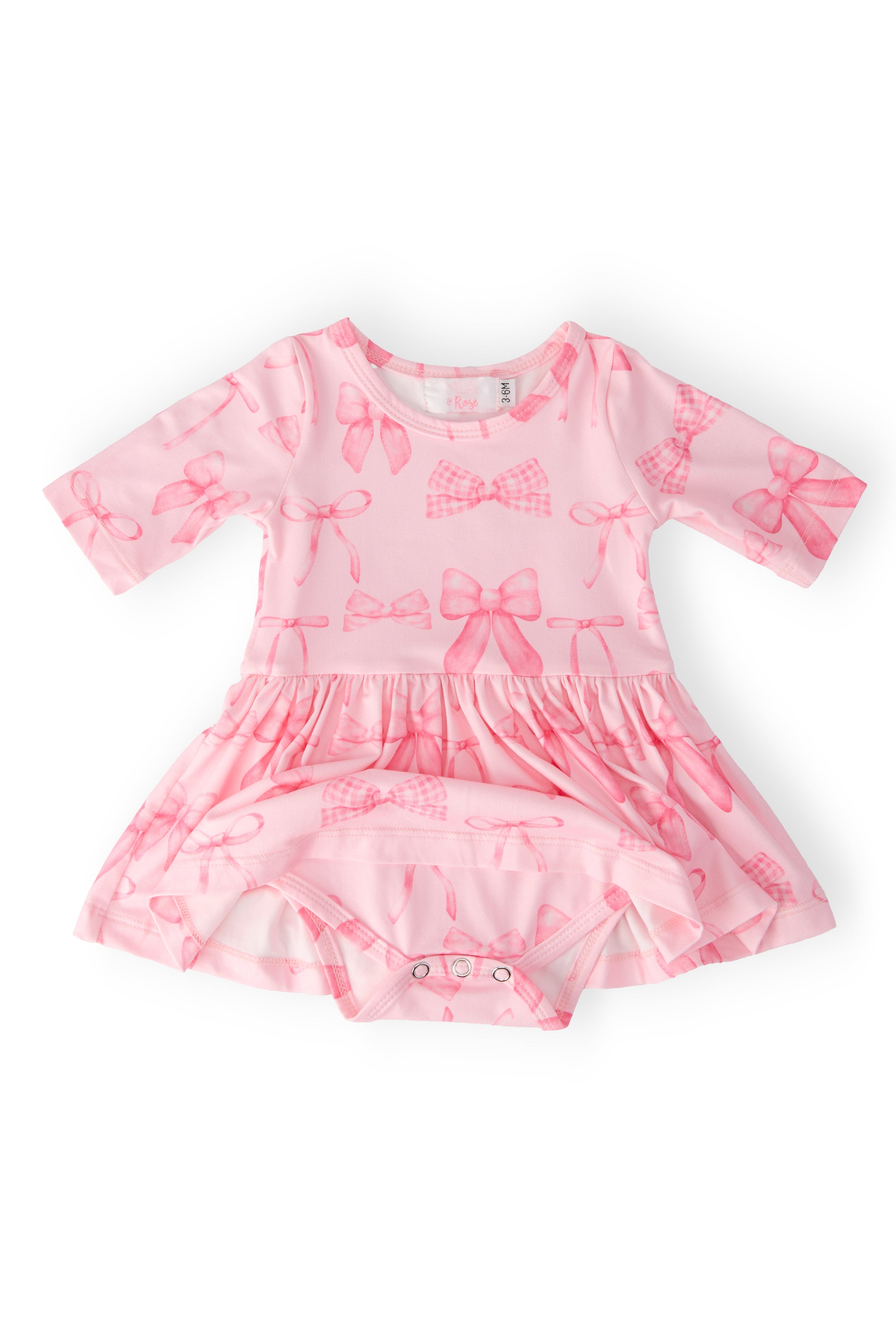 Mila & Rose ® Blushing Bows 3/4 Sleeve Twirl Bodysuit — side view
