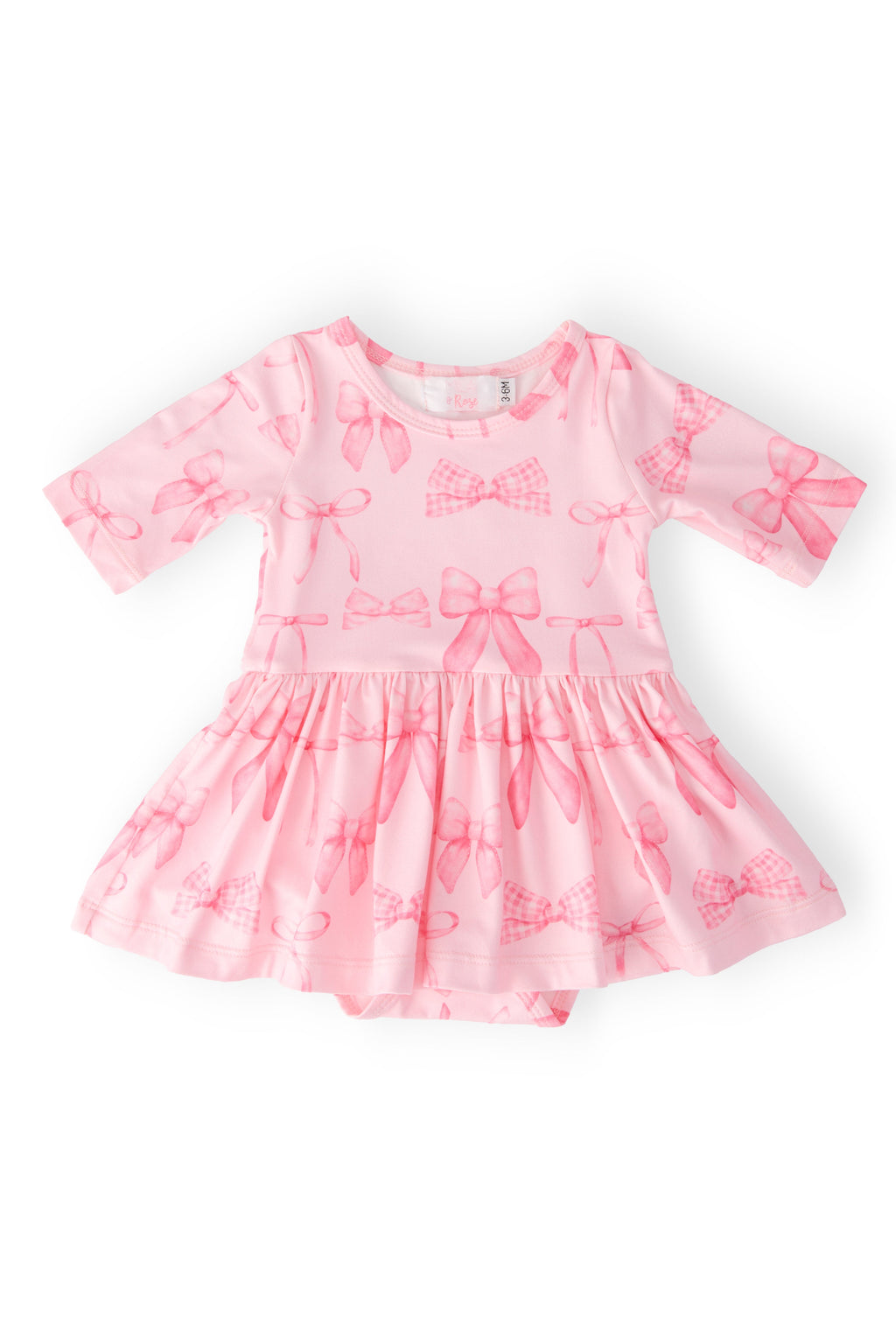 Mila & Rose ® Blushing Bows 3/4 Sleeve Twirl Bodysuit — main product shot
