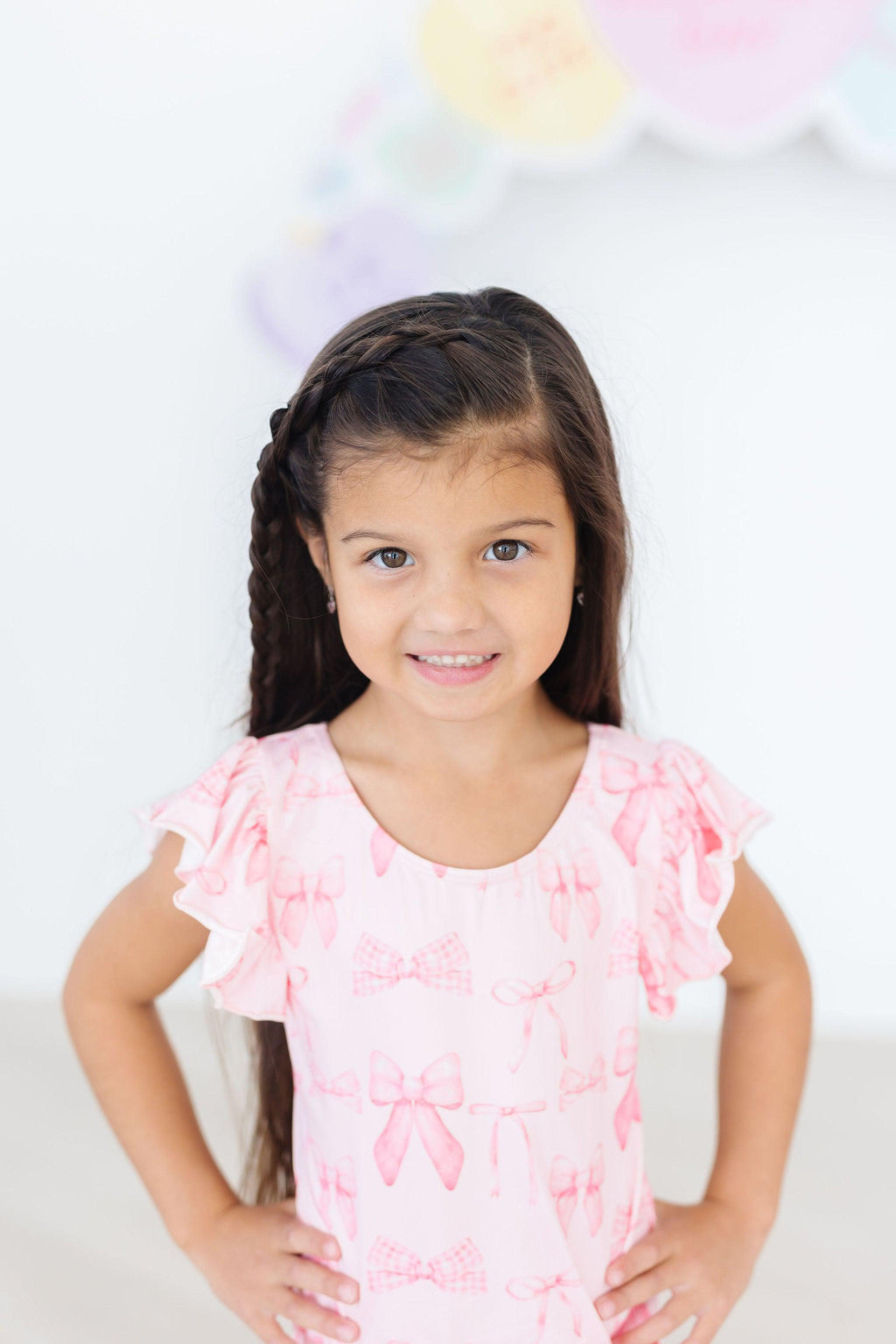 Mila & Rose ® Blushing Bows S/S Flutter Sleeve Leotard — lifestyle context