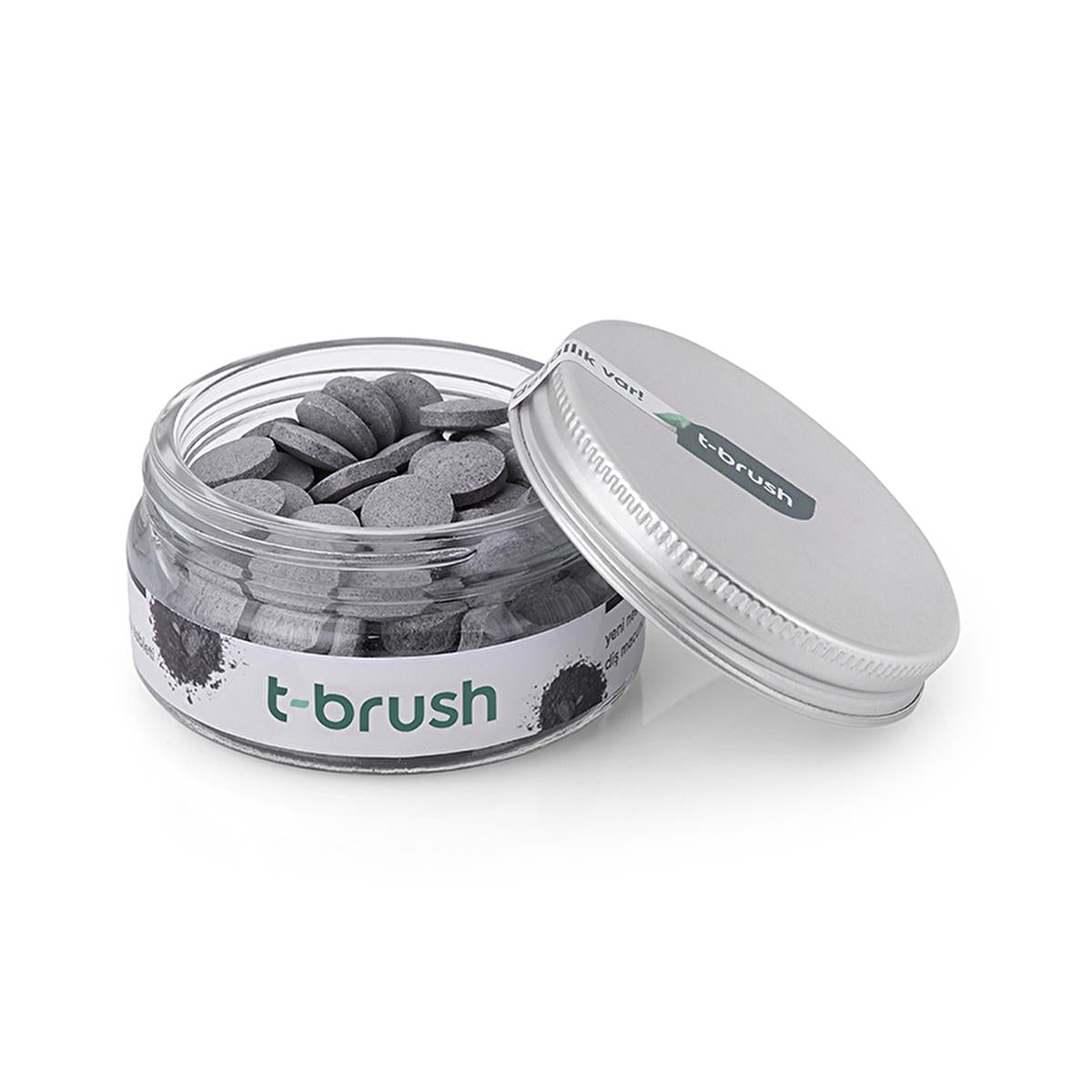 T-Brush Activated Charcoal Toothpaste Tablets - Fluoride, Vegan Formula for Sensitive Gums | 90 Tablets