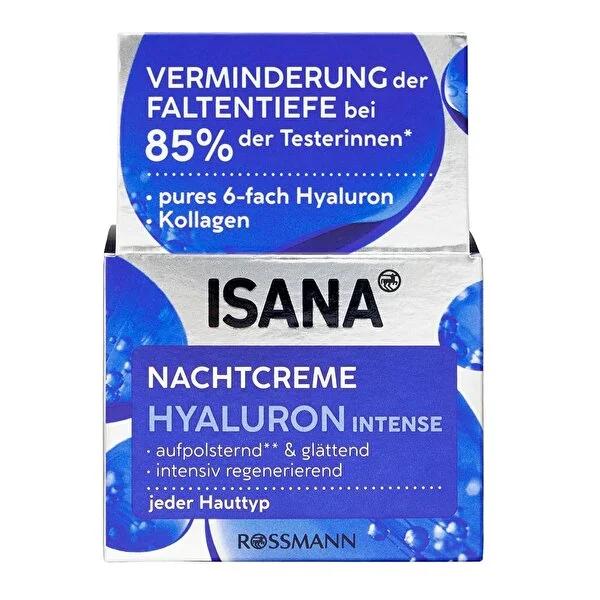 Isana Hyaluronic Night Cream - Anti-Aging Moisturizing Cream for Smooth Skin, 1.69 fl oz