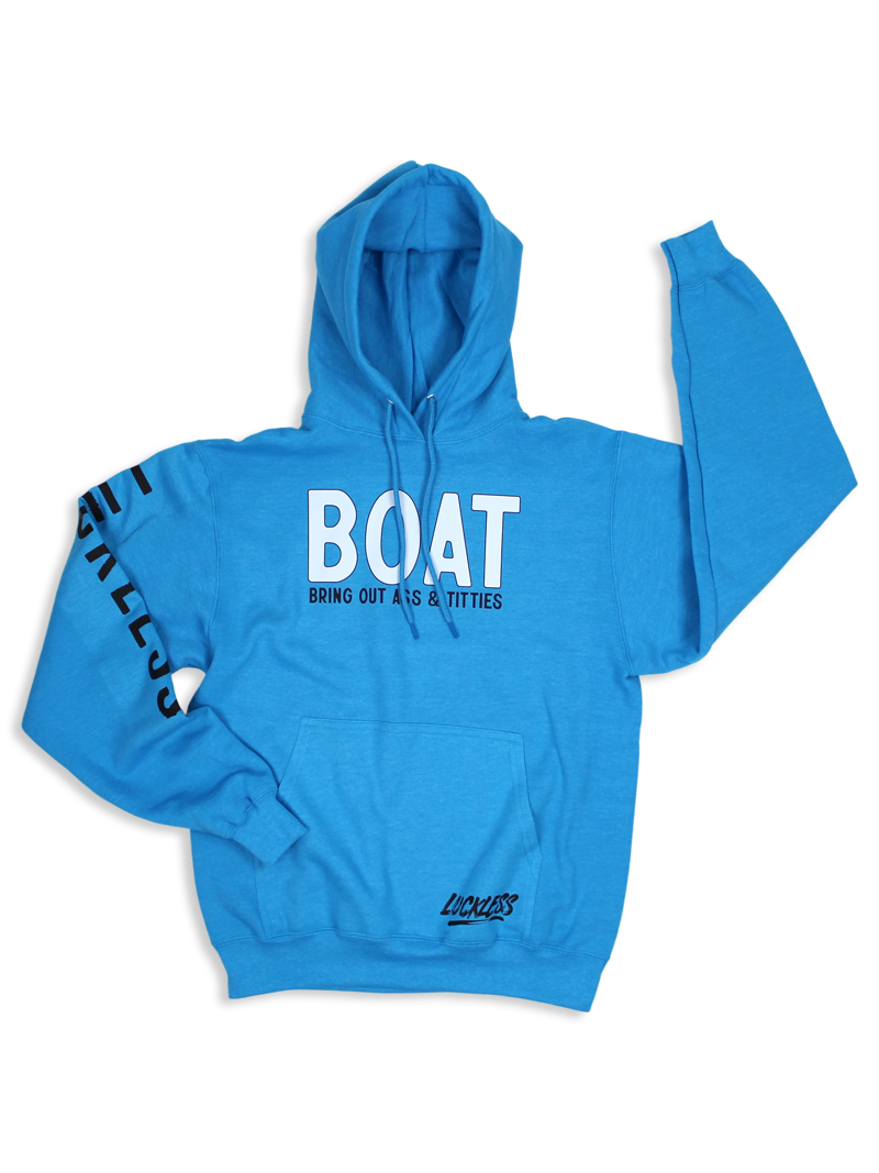 Luckless Outfitters BOAT Hoodie — detail close-up