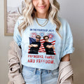 "Boats Hoes and Freedom" 4th of July T-Shirt – Funny Patriotic Nautical Graphic Tee, Premium 100% Cotton Independence Day Party Top, Soft Lived-In Heavyweight Summer Lake Life Shirt, Made in USA