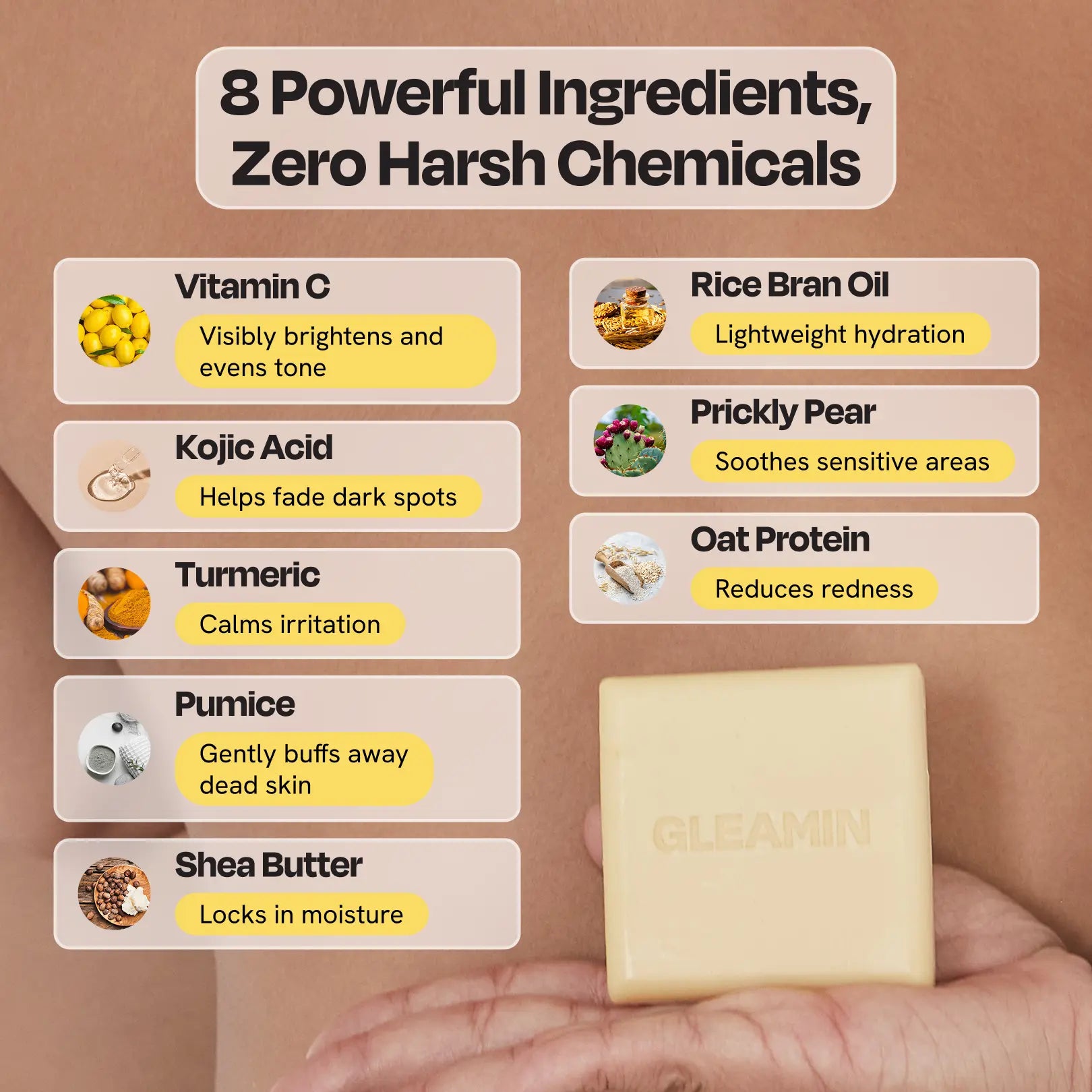 Gleamin Glow Body Bar — brightening daily cleansing bar