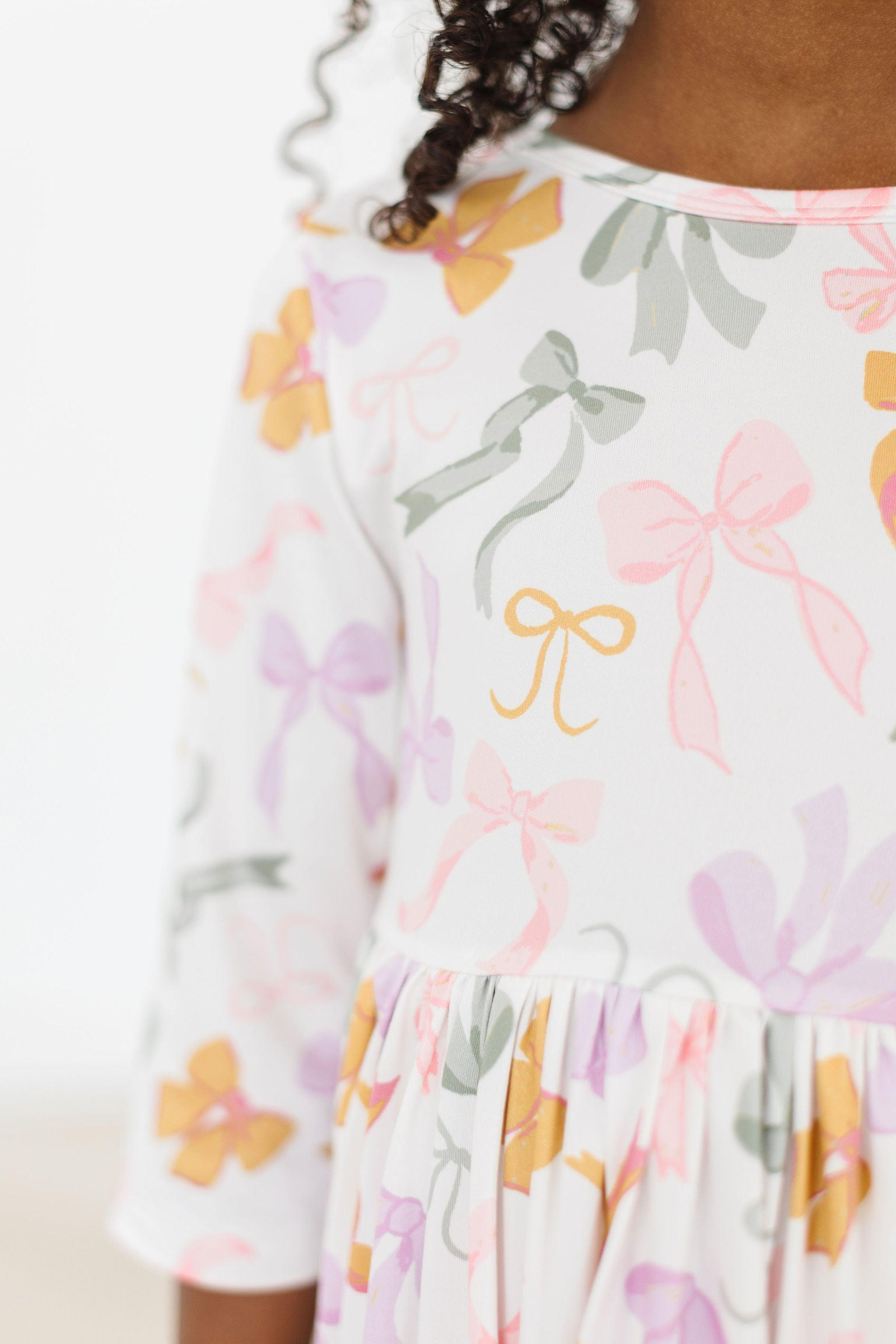 Mila & Rose ® Boho Bows 3/4 Sleeve Pocket Twirl Dress — side view