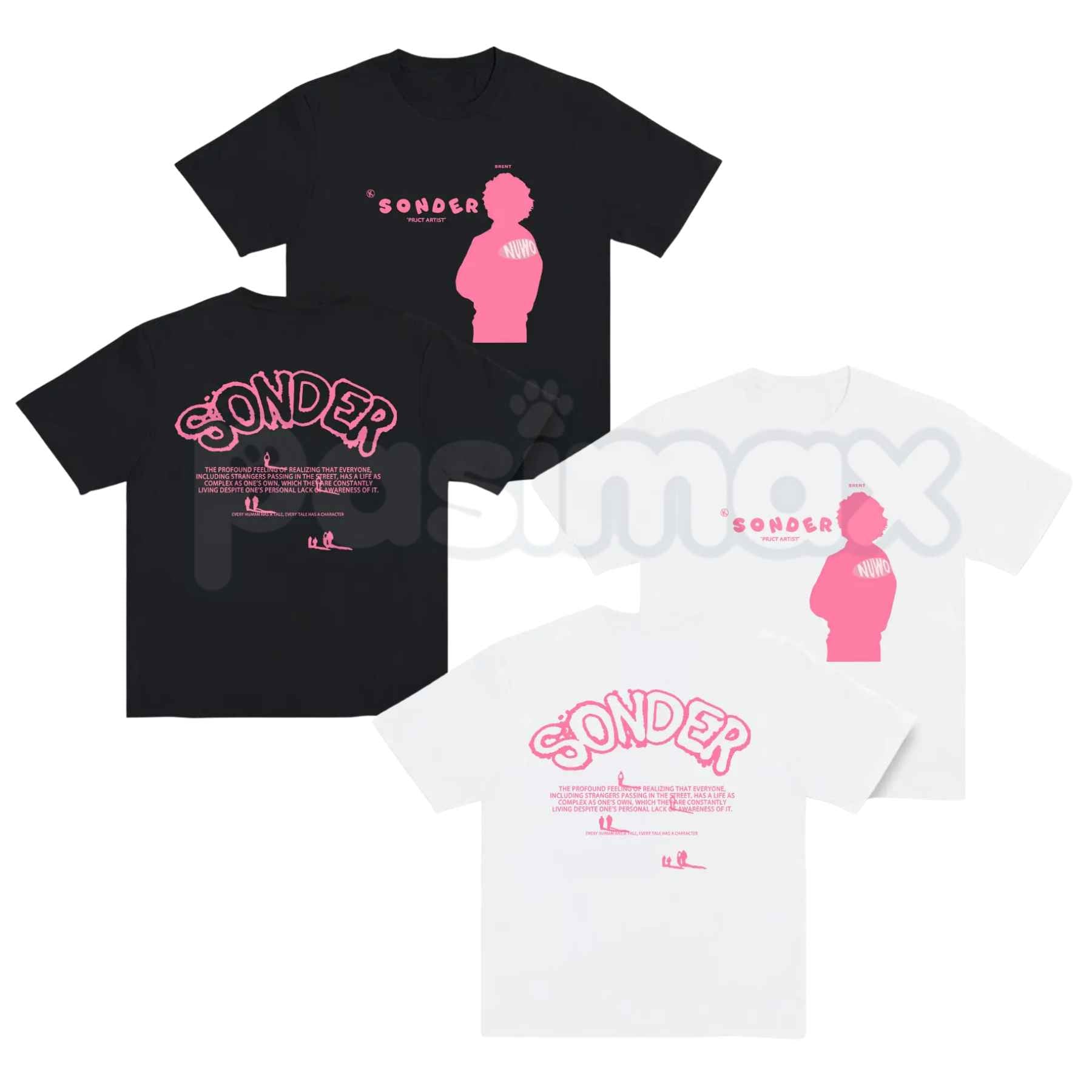 Bold Pink Sonder Lettering Geometric Print Rap Shirt – Modern Streetwear Graphic Tee, Minimalist Aesthetic Urban Unisex Hip Hop Fashion Shirt