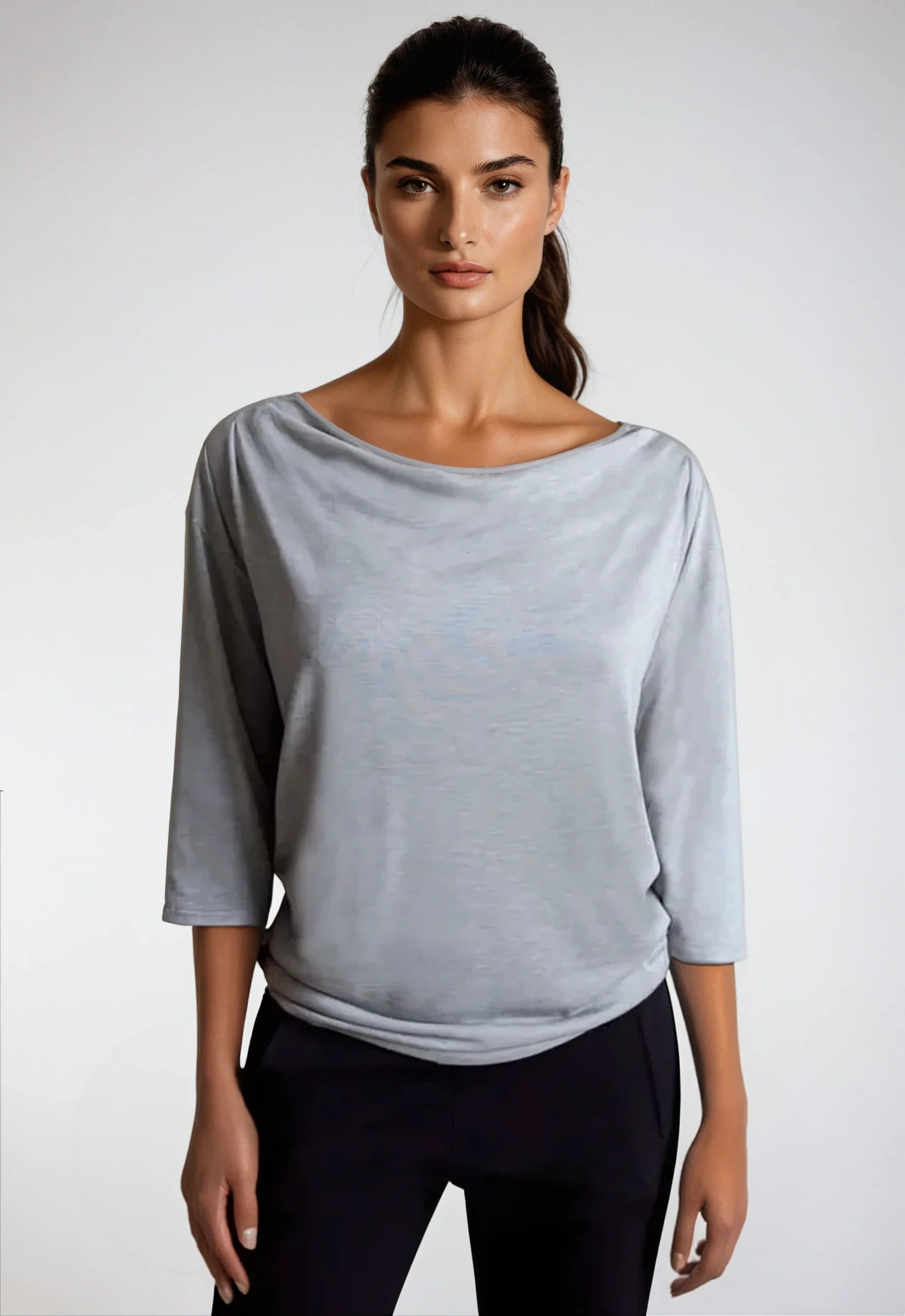 Buki Bon Voyage Travel Tee - Heather Grey — detail close-up