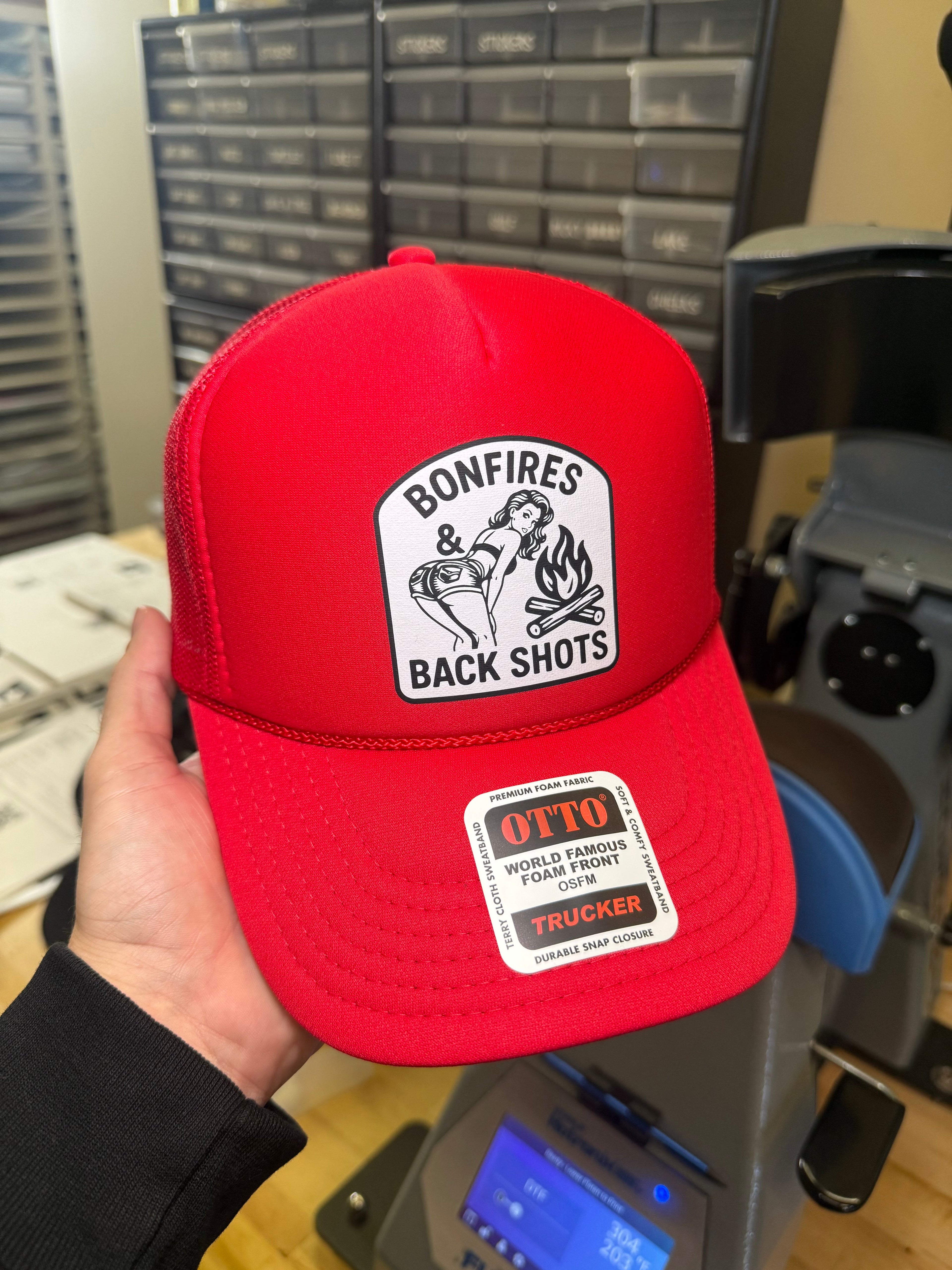 Bonfires & Back Shots Trucker Hat — view 4