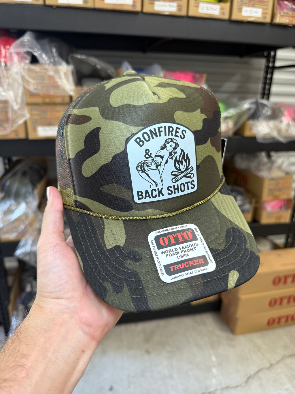 Bonfires & Back Shots Trucker Hat — view 7