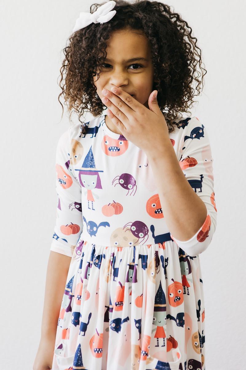 Mila & Rose ® Boo Crew 3/4 Sleeve Pocket Twirl Dress — alternative angle