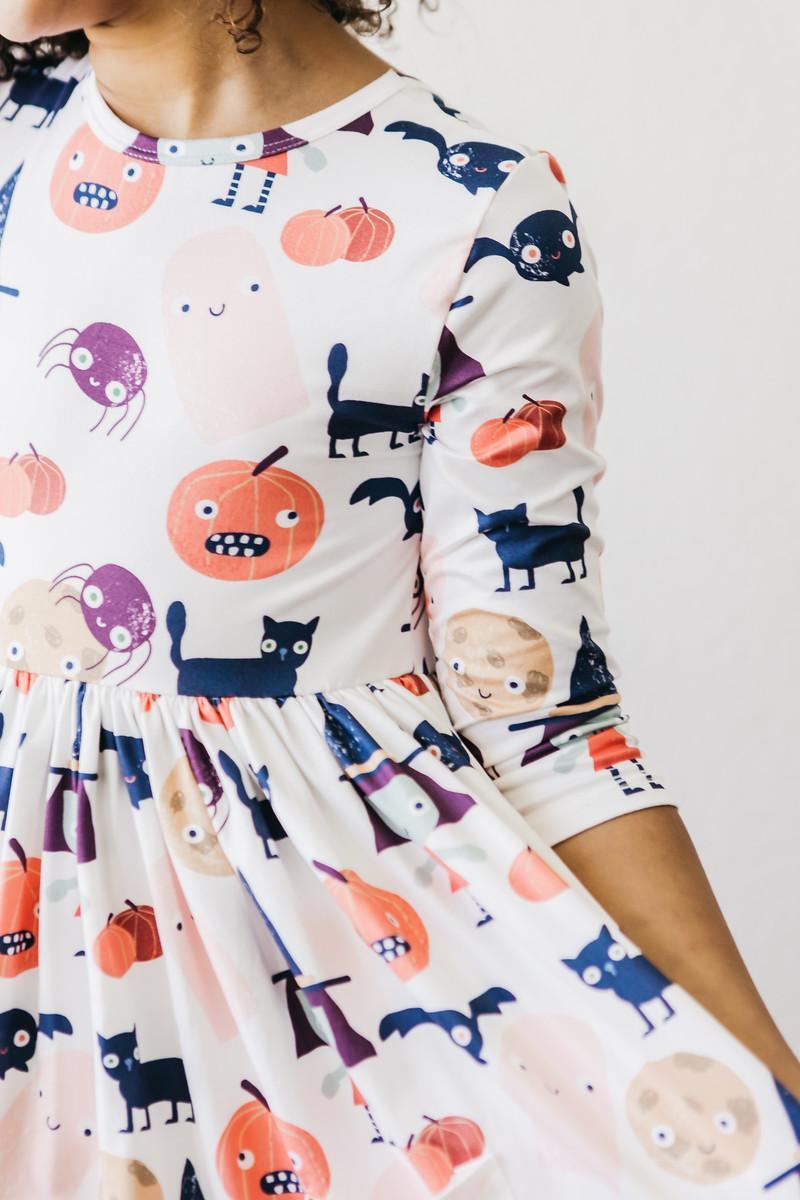 Mila & Rose ® Boo Crew 3/4 Sleeve Pocket Twirl Dress — size reference