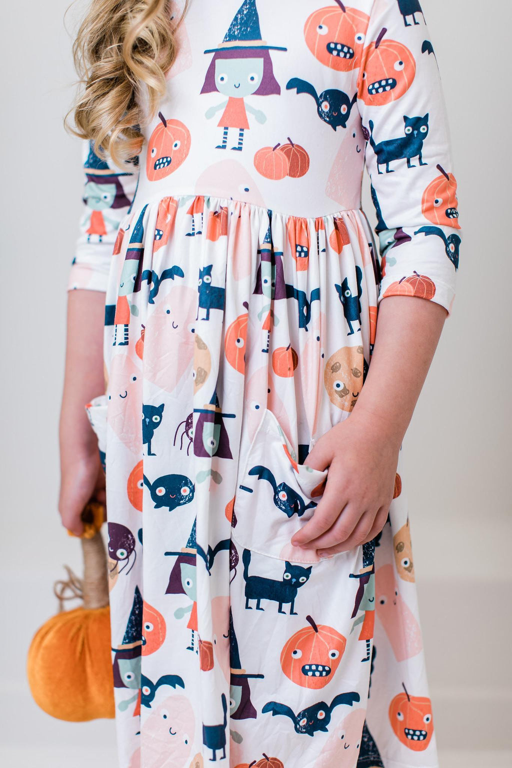 Mila & Rose ® Boo Crew 3/4 Sleeve Pocket Twirl Dress — main product shot